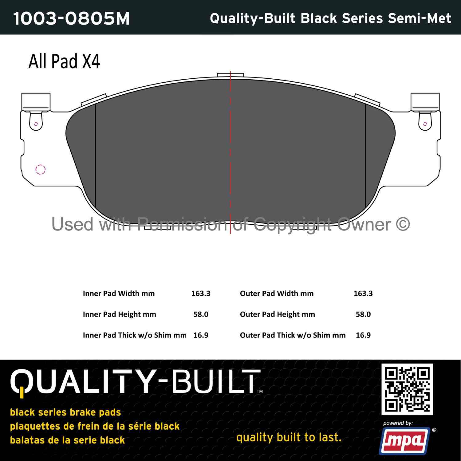 Other View of Front Disc Brake Pad Set MPA 1003-0805M