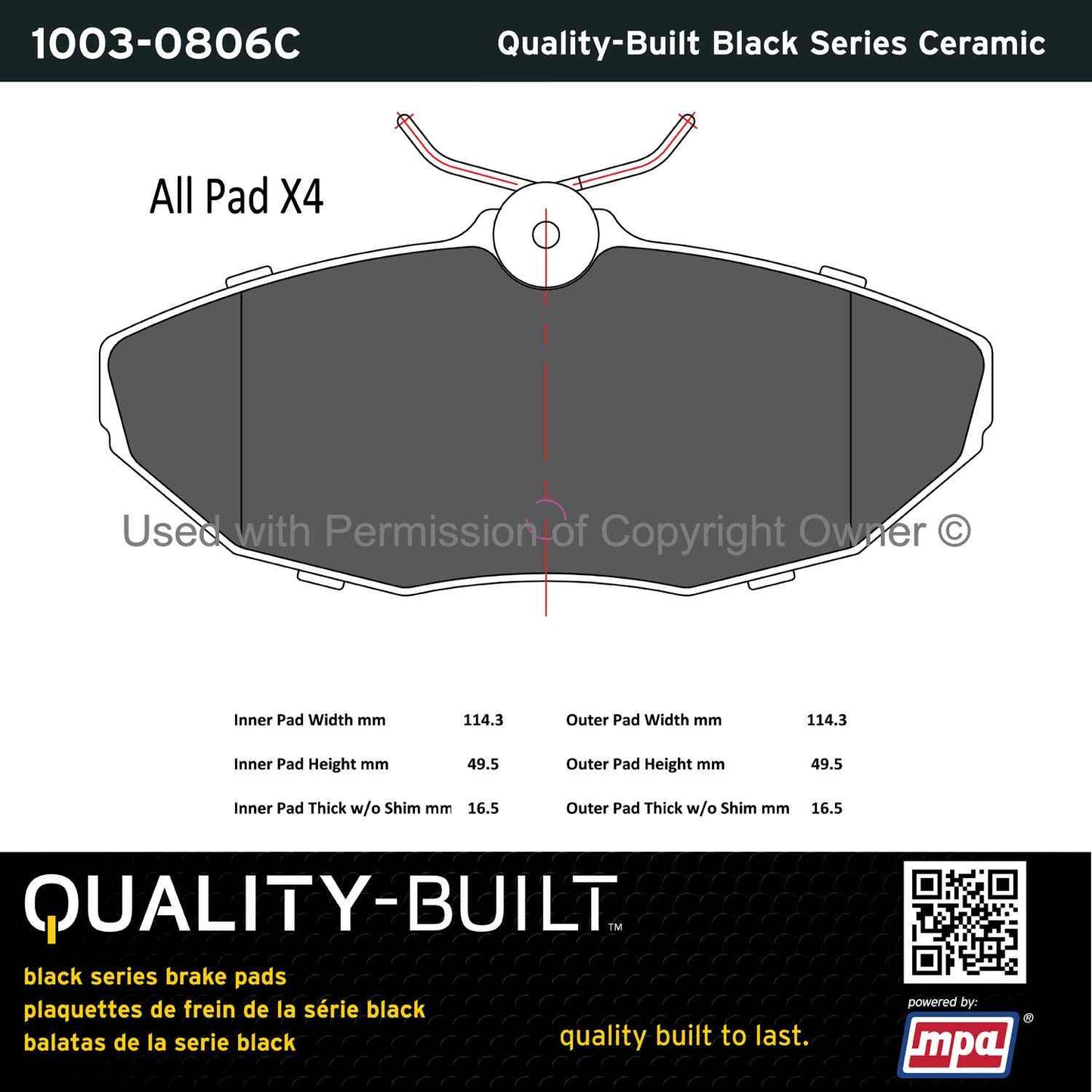 Other View of Rear Disc Brake Pad Set MPA 1003-0806C