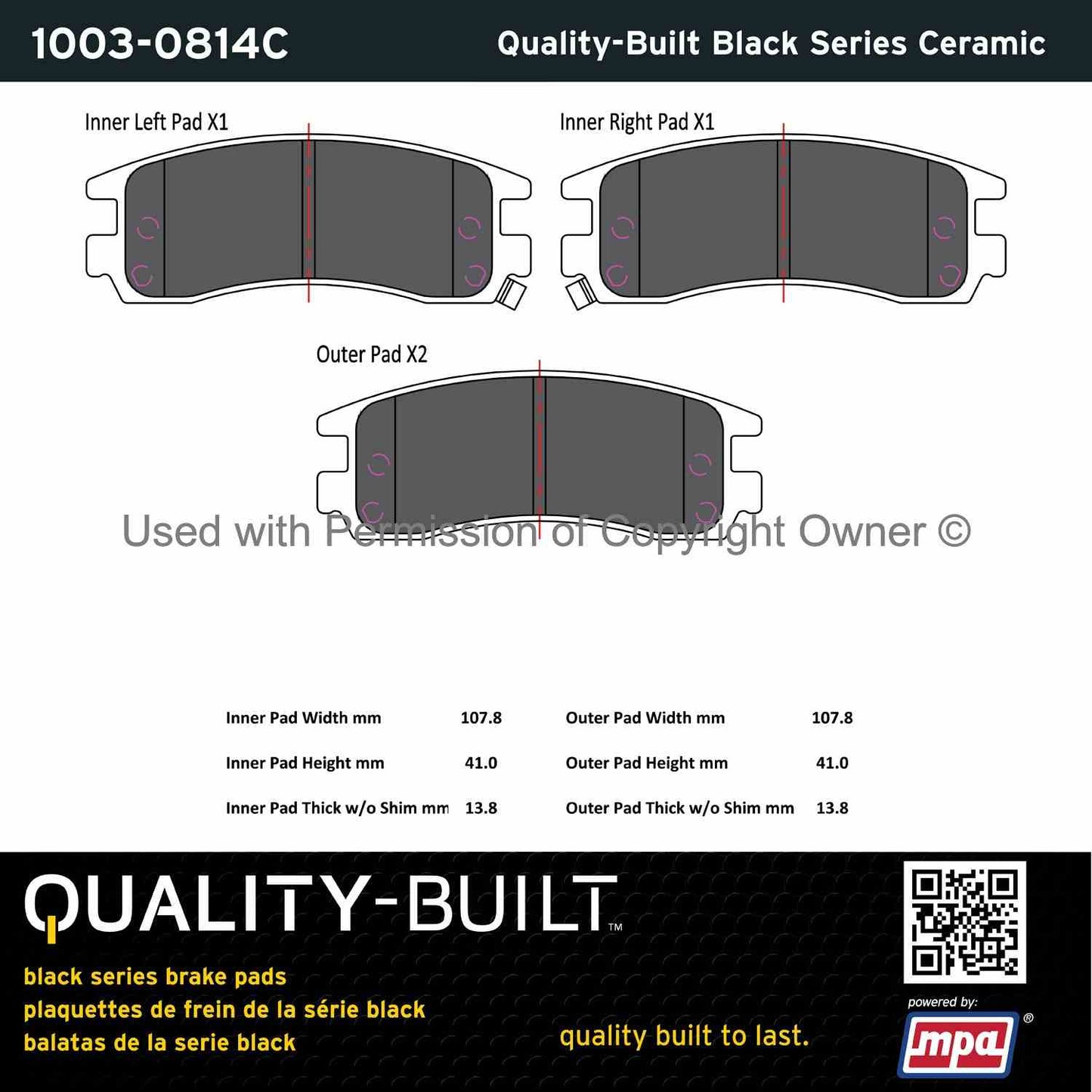 Other View of Rear Disc Brake Pad Set MPA 1003-0814C