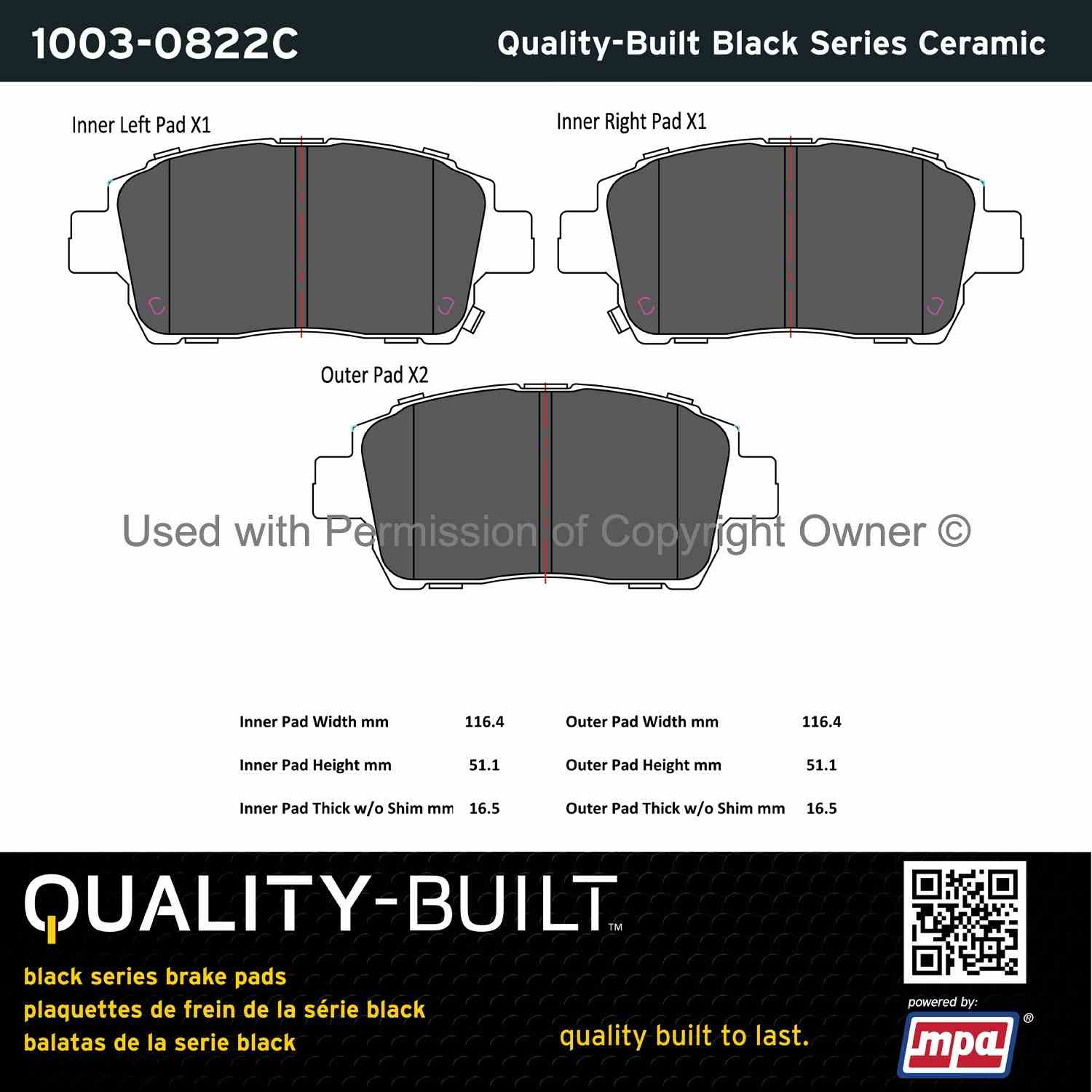 Other View of Front Disc Brake Pad Set MPA 1003-0822C