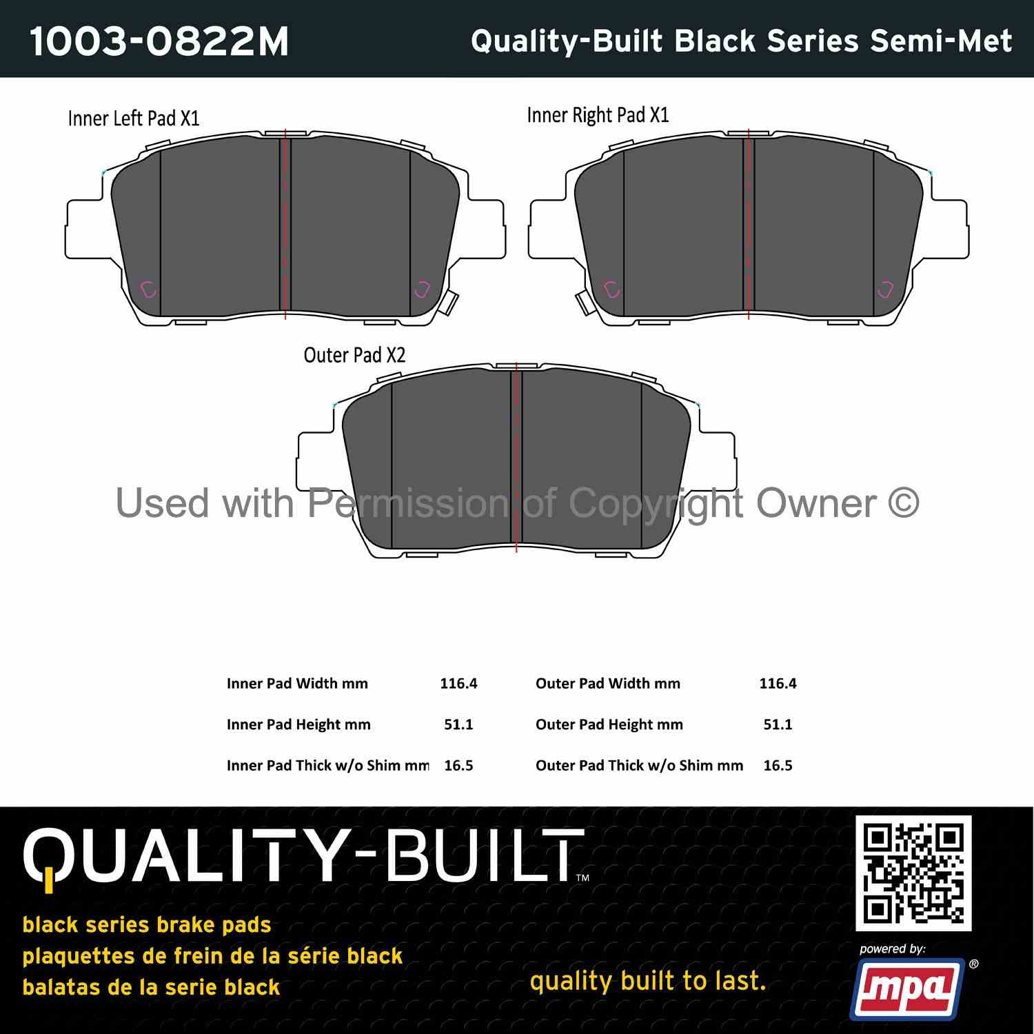 Other View of Front Disc Brake Pad Set MPA 1003-0822M