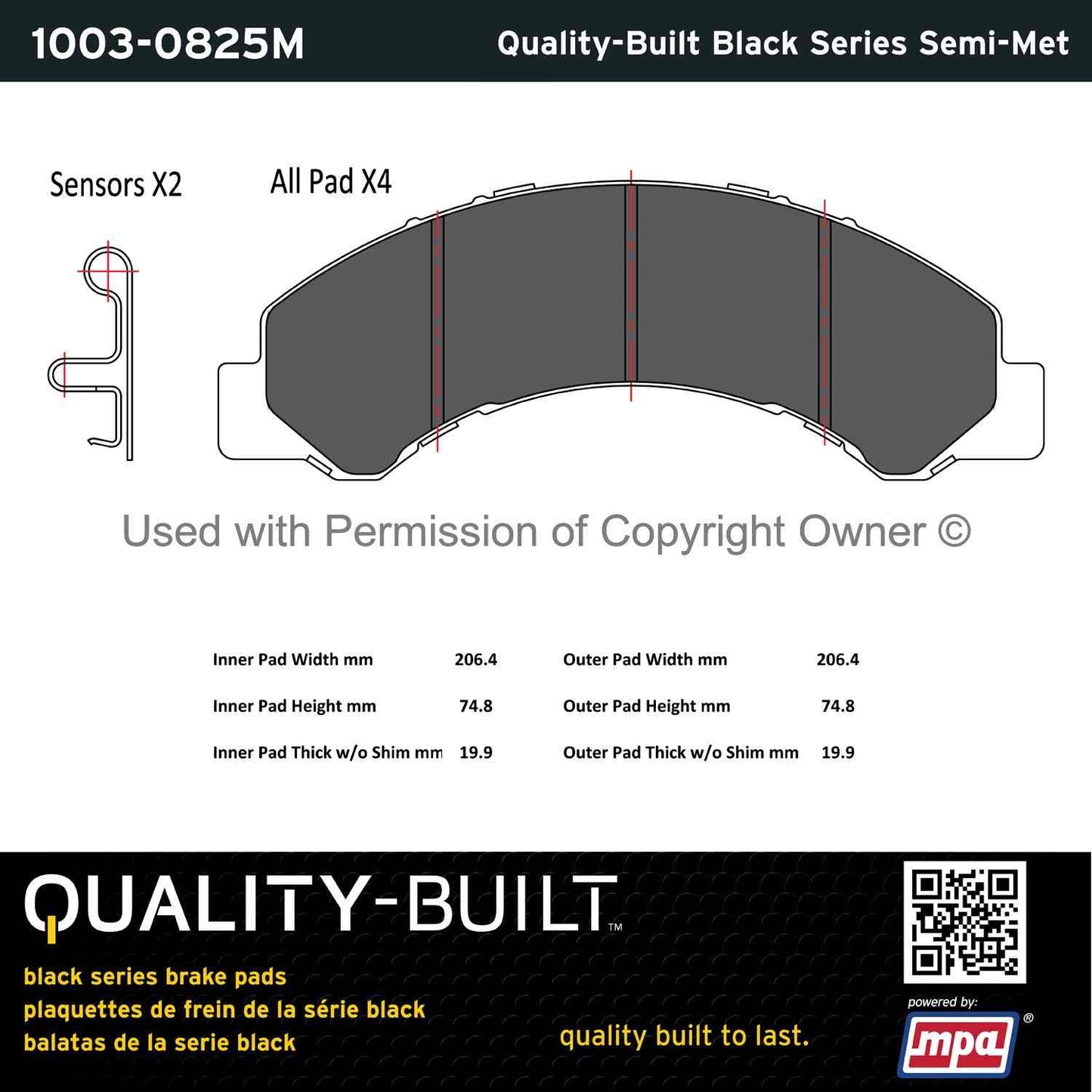 Other View of Front Disc Brake Pad Set MPA 1003-0825M