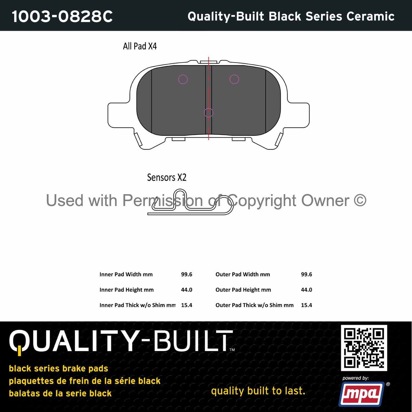 Other View of Rear Disc Brake Pad Set MPA 1003-0828C