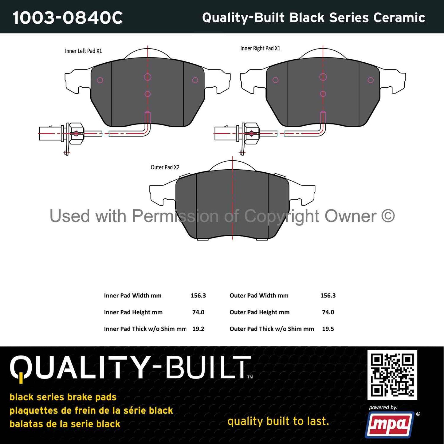 Other View of Front Disc Brake Pad Set MPA 1003-0840C