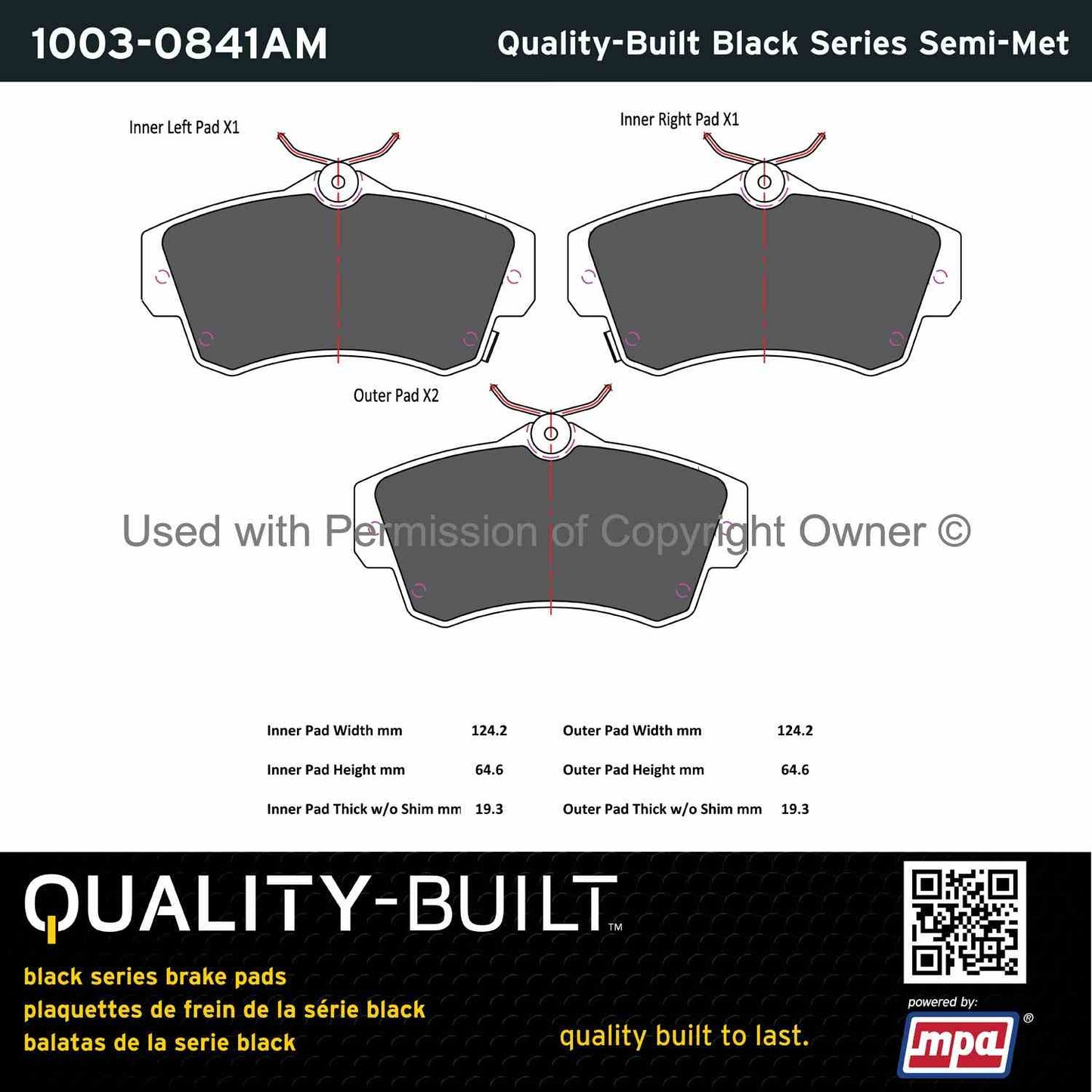 Other View of Front Disc Brake Pad Set MPA 1003-0841AM