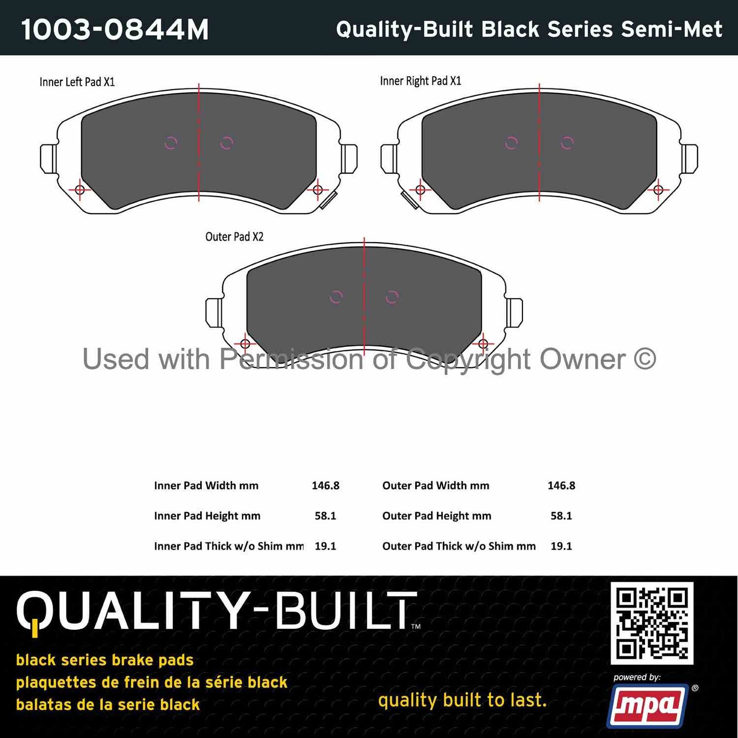 Other View of Front Disc Brake Pad Set MPA 1003-0844M