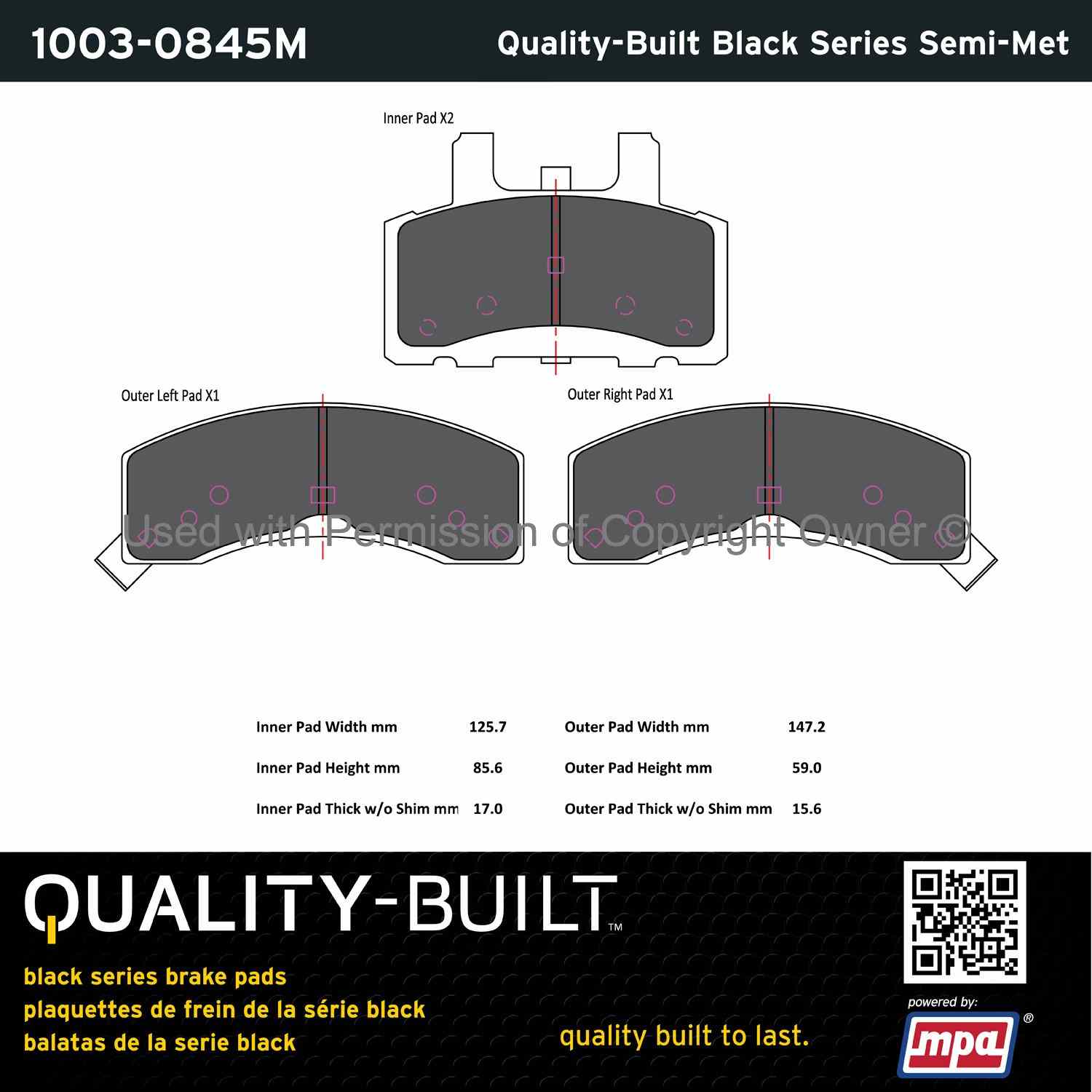 Other View of Front Disc Brake Pad Set MPA 1003-0845M