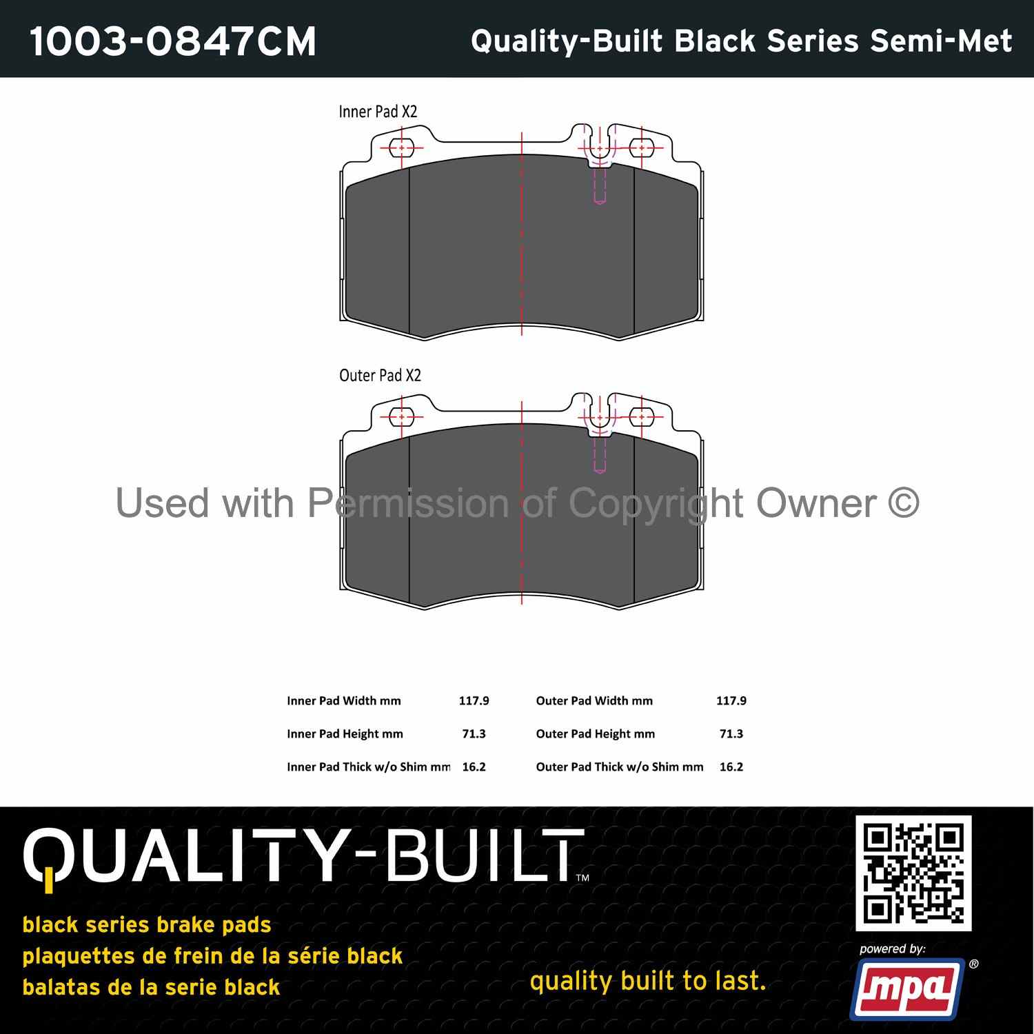 Other View of Front Disc Brake Pad Set MPA 1003-0847CM