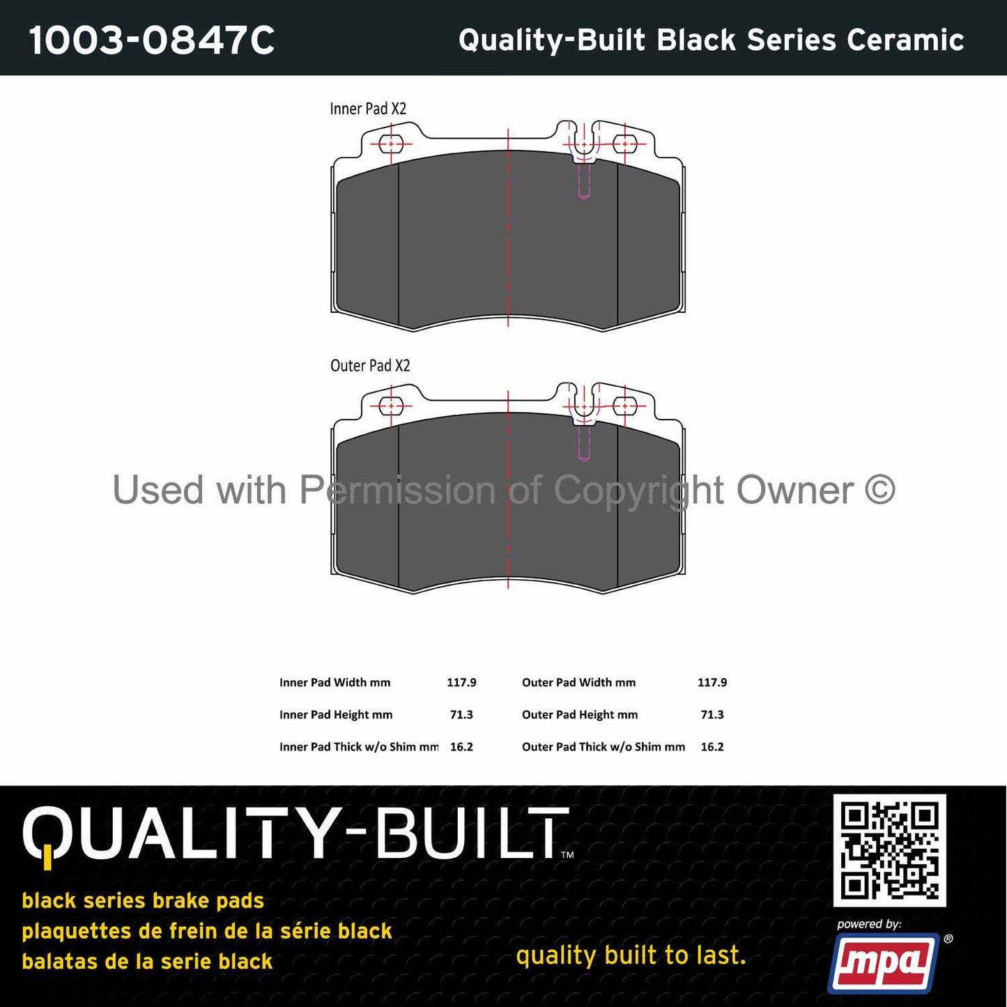 Other View of Front Disc Brake Pad Set MPA 1003-0847C