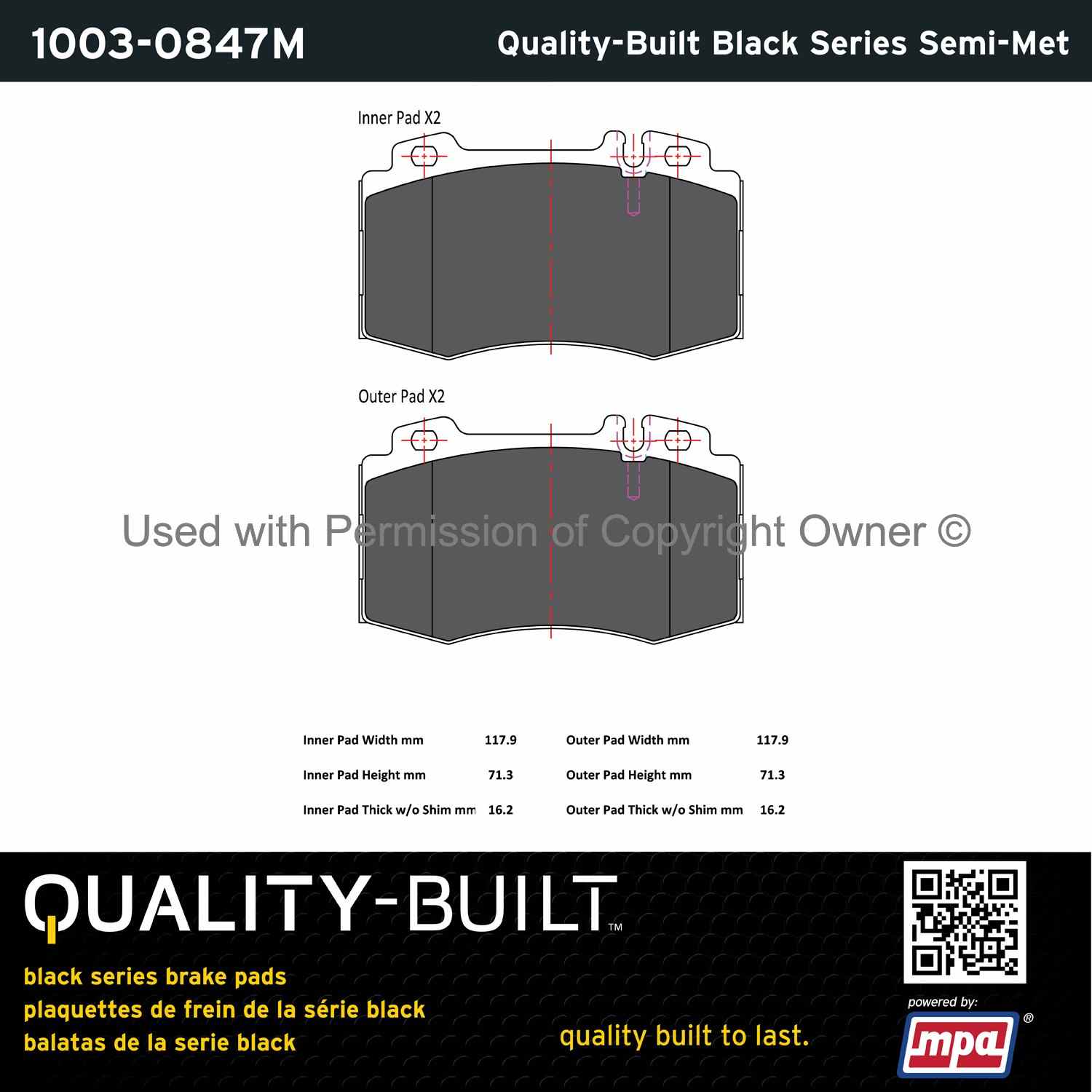 Other View of Front Disc Brake Pad Set MPA 1003-0847M