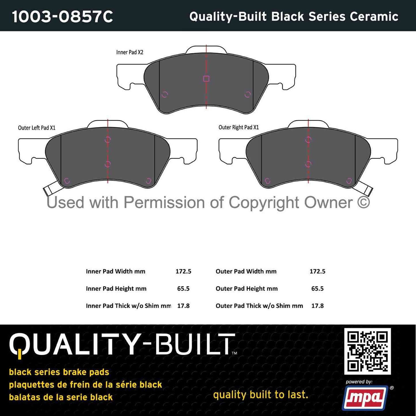 Other View of Front Disc Brake Pad Set MPA 1003-0857C