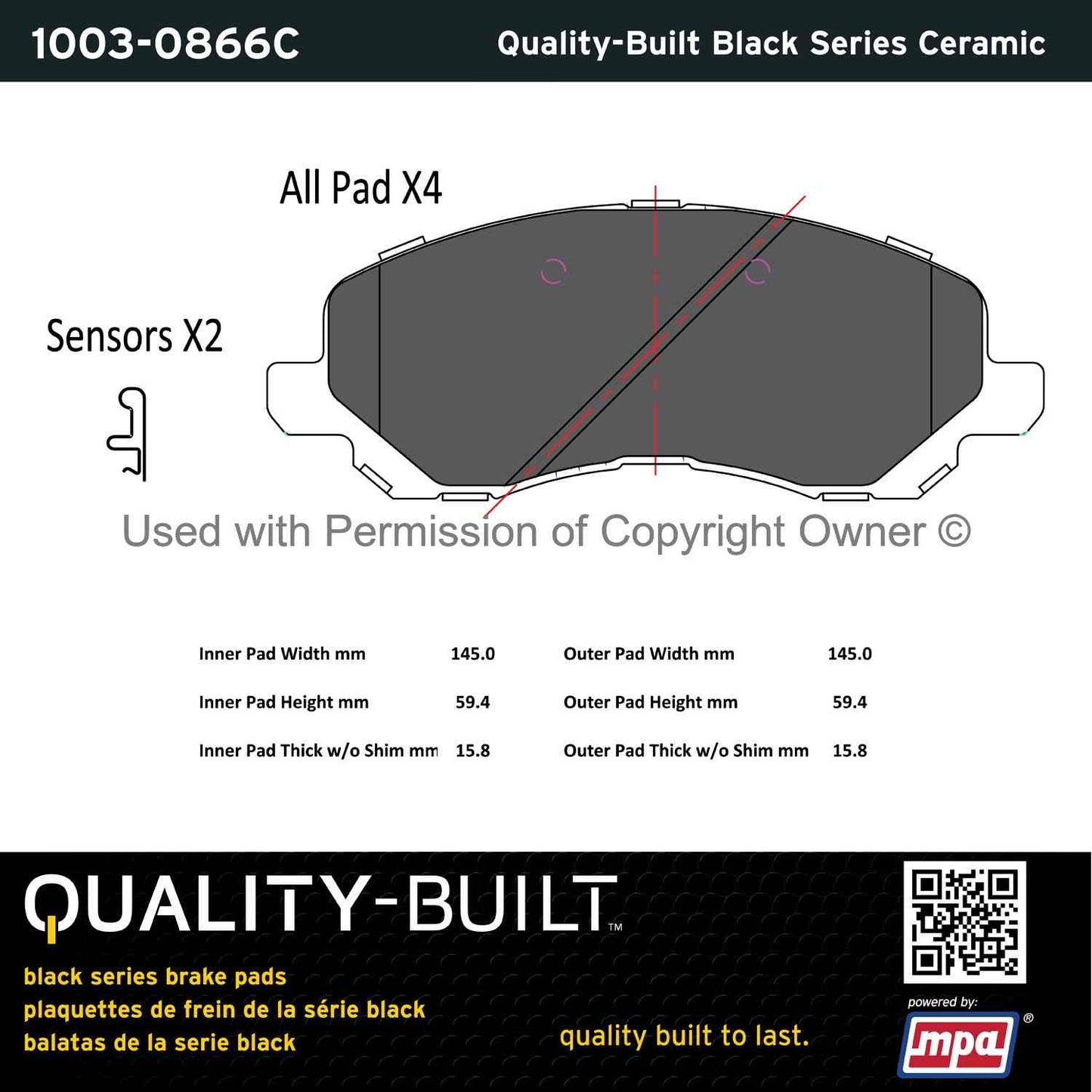 Other View of Front Disc Brake Pad Set MPA 1003-0866C