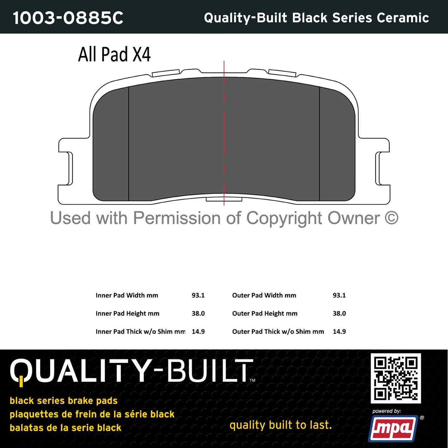 Other View of Rear Disc Brake Pad Set MPA 1003-0885C