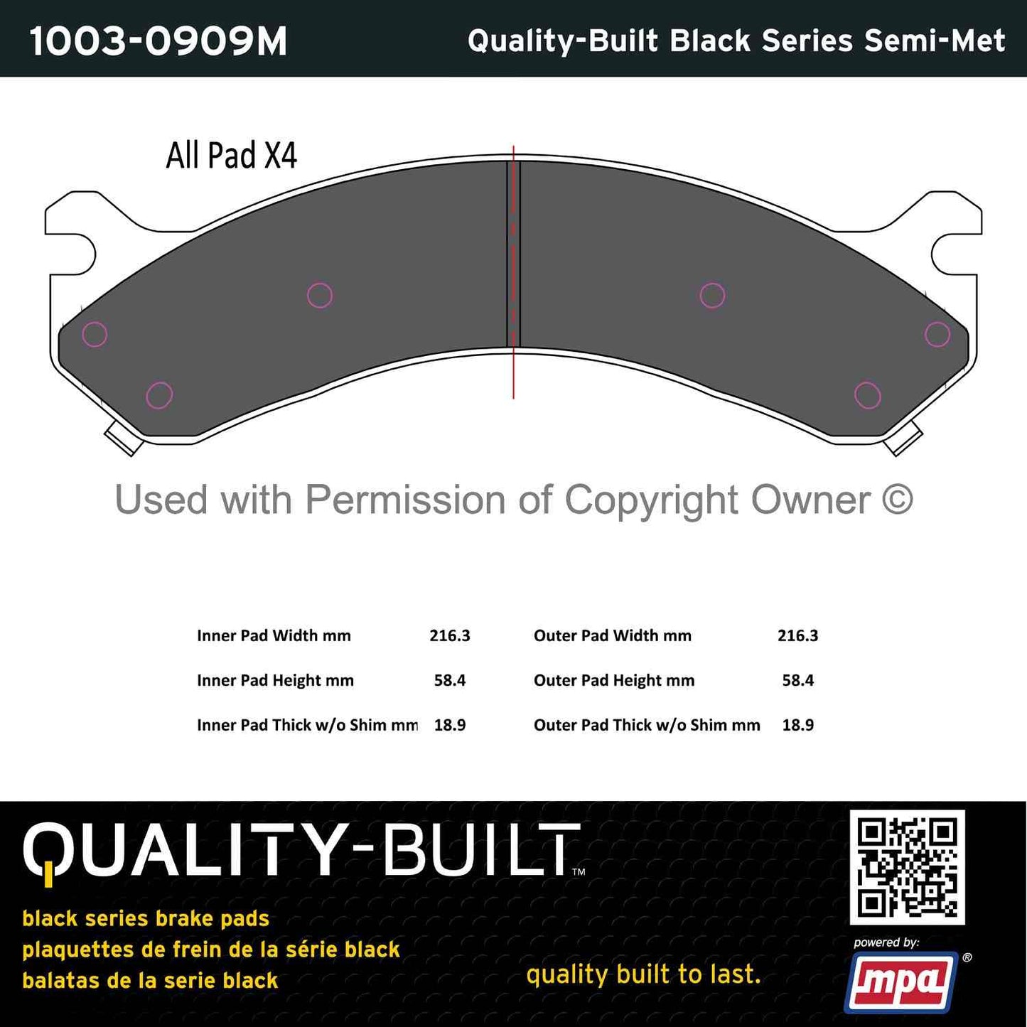 Other View of Rear Disc Brake Pad Set MPA 1003-0909M