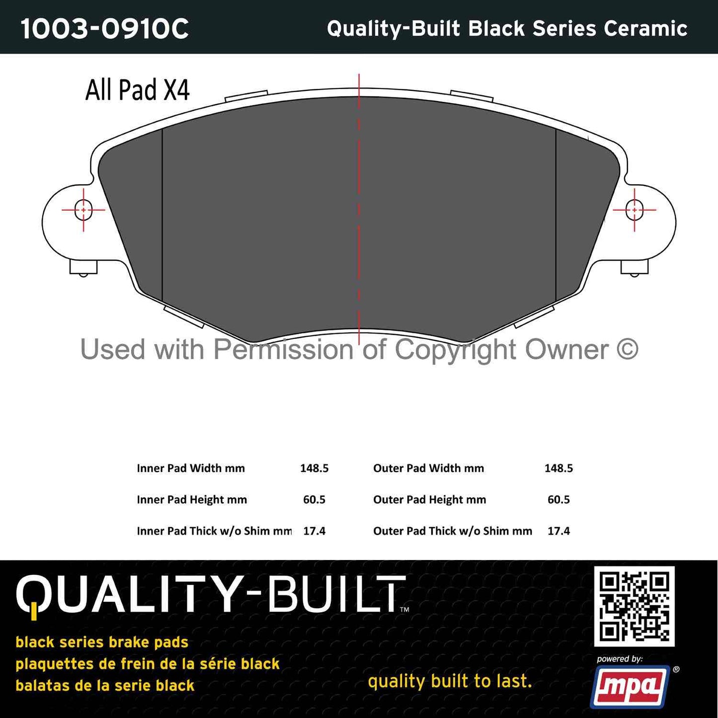 Other View of Front Disc Brake Pad Set MPA 1003-0910C