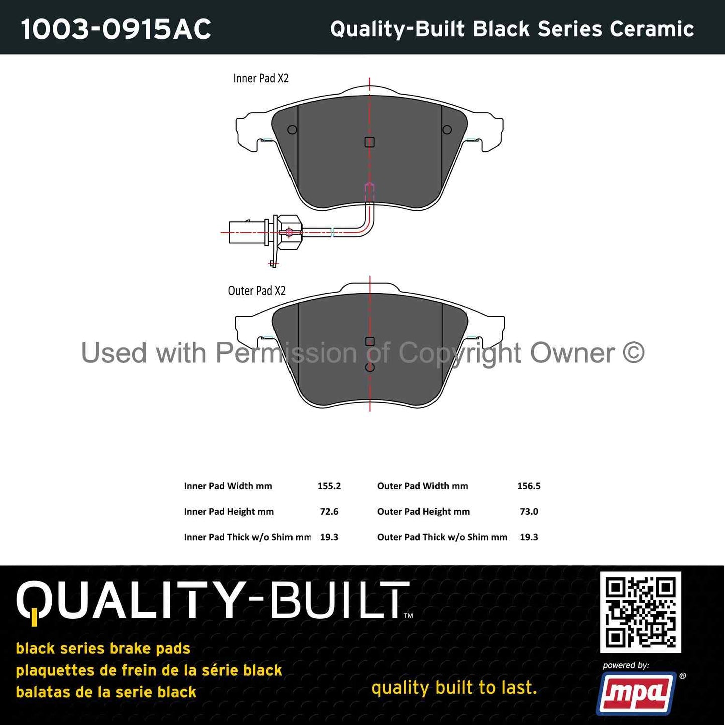 Other View of Front Disc Brake Pad Set MPA 1003-0915AC