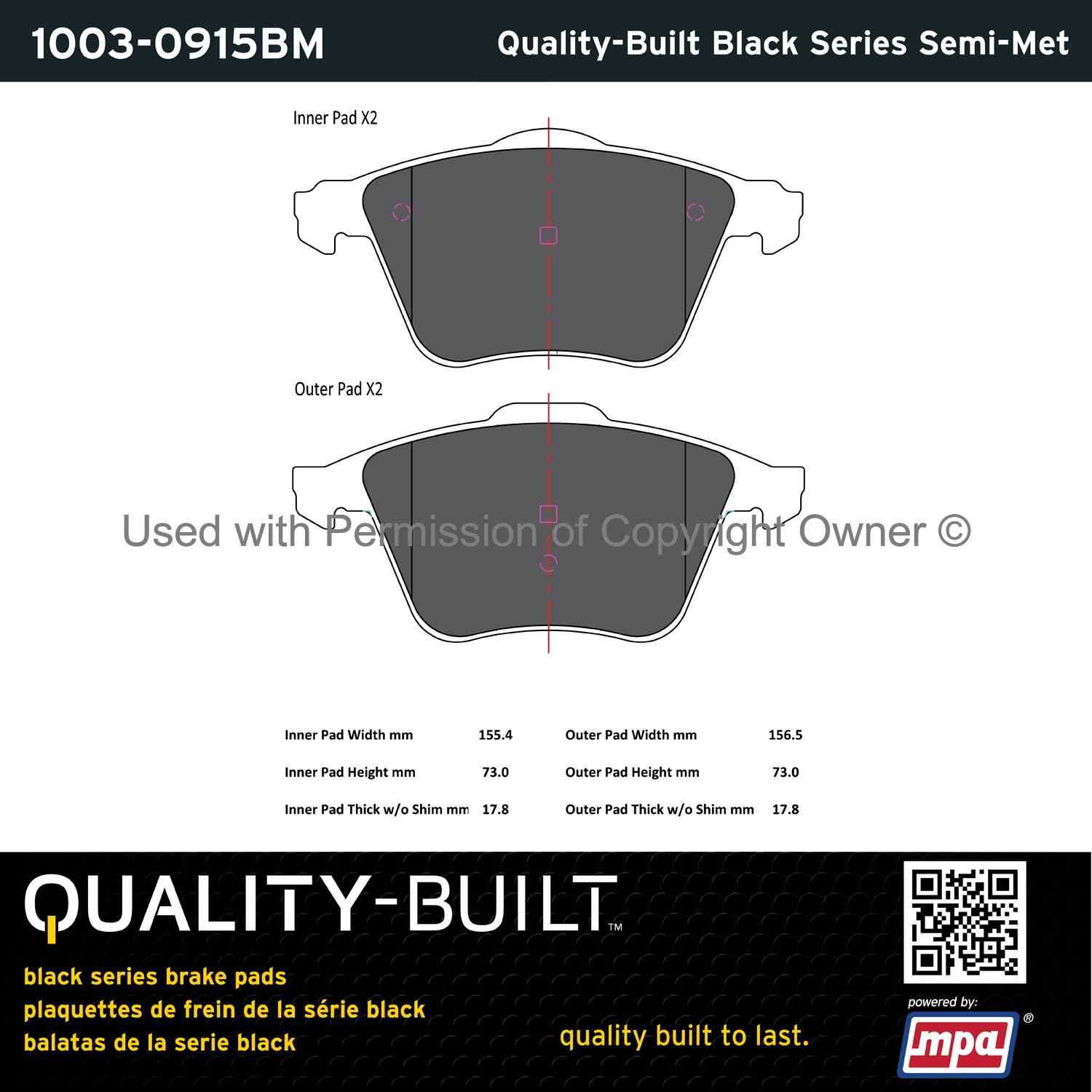 Other View of Front Disc Brake Pad Set MPA 1003-0915BM