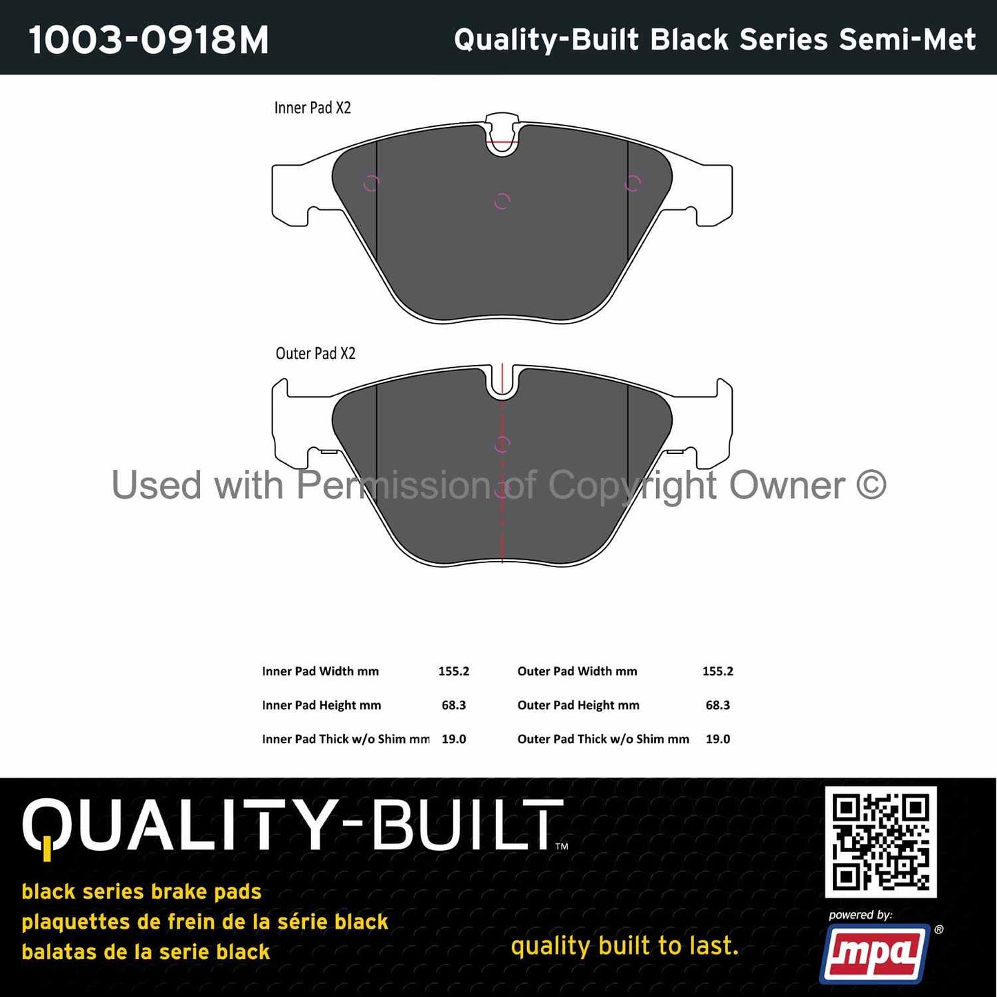 Other View of Front Disc Brake Pad Set MPA 1003-0918M