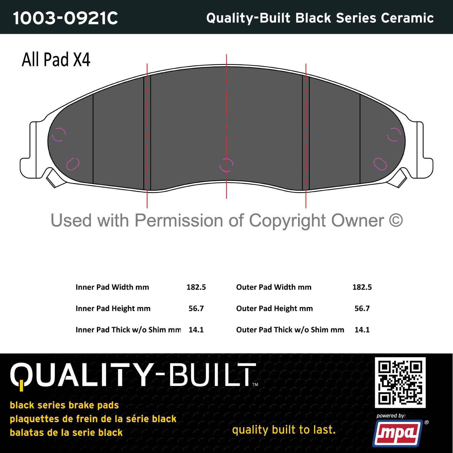 Other View of Front Disc Brake Pad Set MPA 1003-0921C