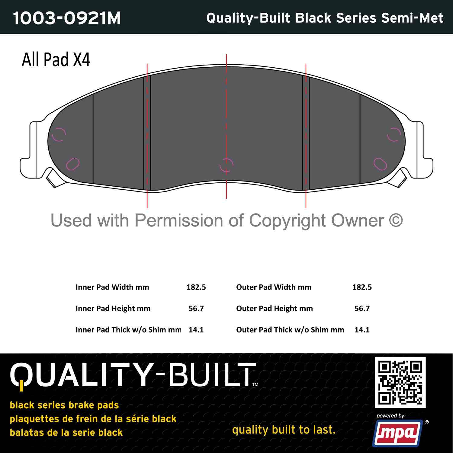 Other View of Front Disc Brake Pad Set MPA 1003-0921M