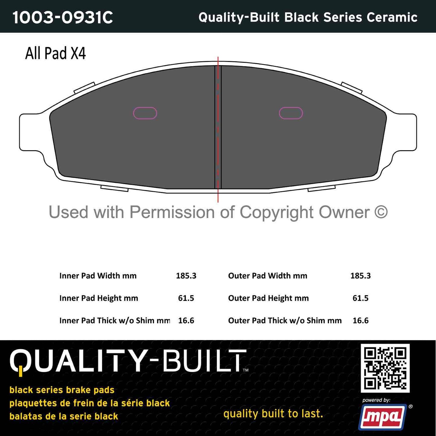 Other View of Front Disc Brake Pad Set MPA 1003-0931C