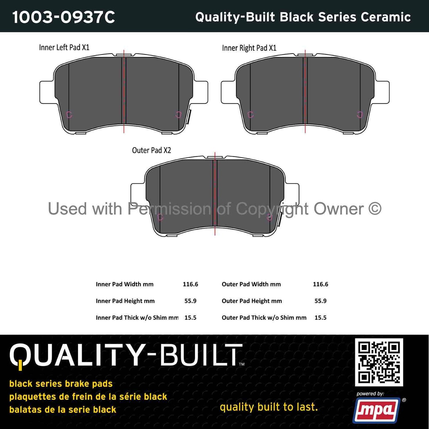 Other View of Front Disc Brake Pad Set MPA 1003-0937C