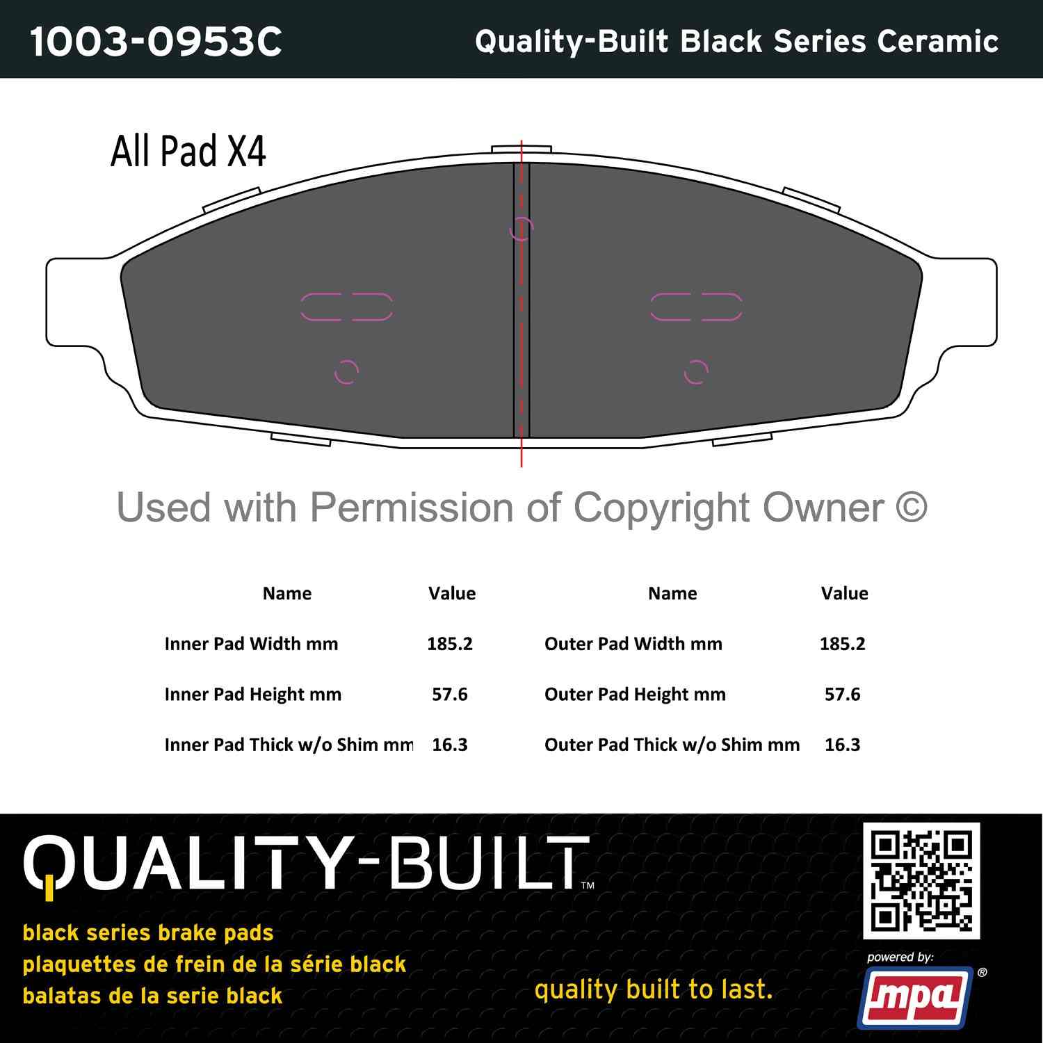 Other View of Front Disc Brake Pad Set MPA 1003-0953C