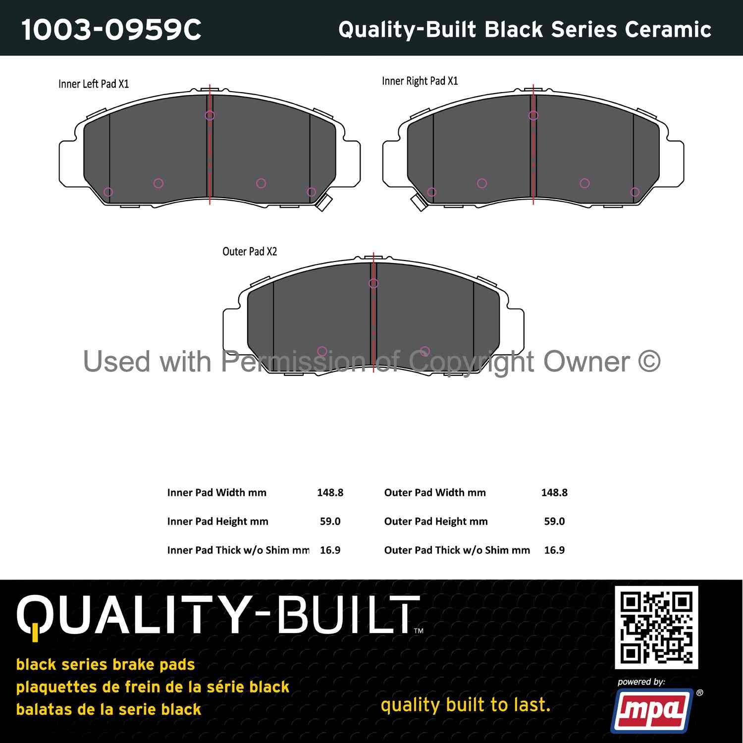 Other View of Front Disc Brake Pad Set MPA 1003-0959C