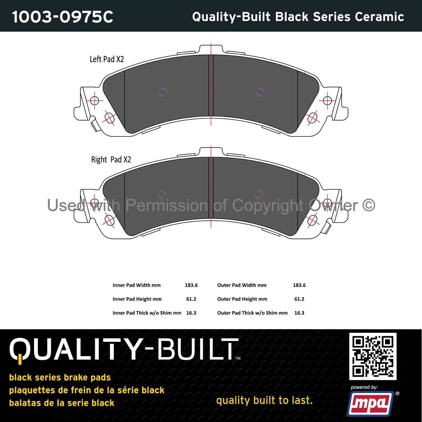 Other View of Rear Disc Brake Pad Set MPA 1003-0975C