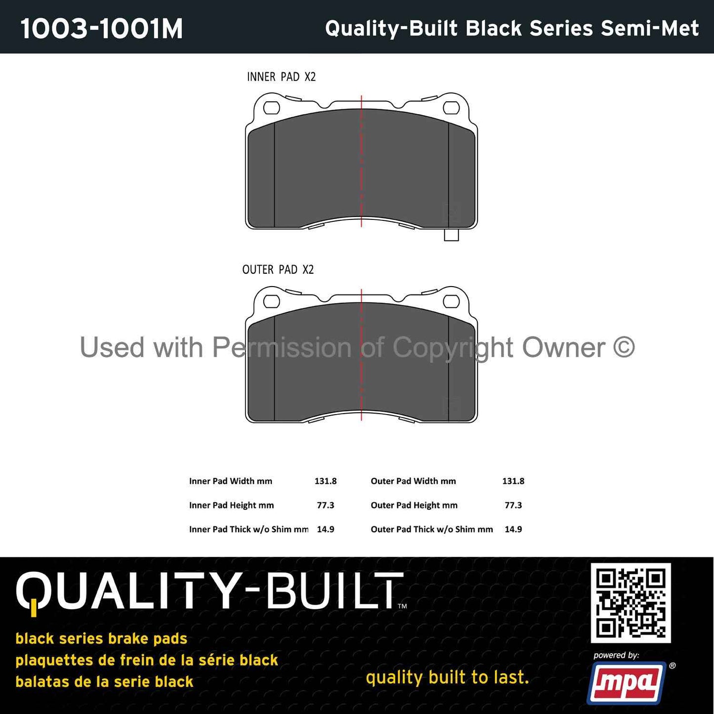 Other View of Front Disc Brake Pad Set MPA 1003-1001M