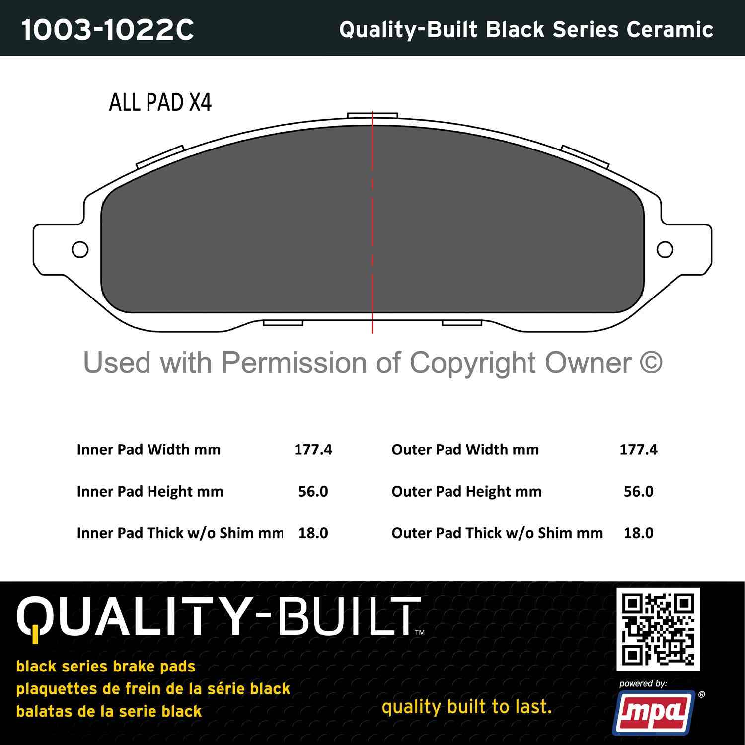 Other View of Front Disc Brake Pad Set MPA 1003-1022C