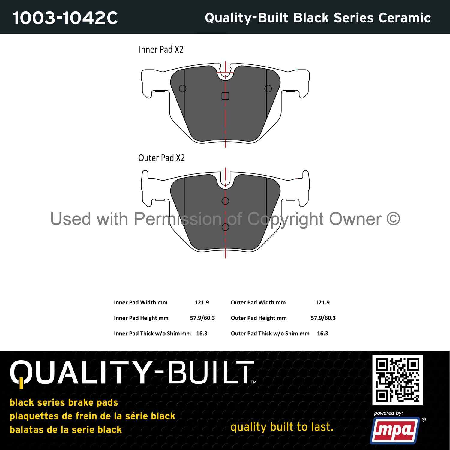 Other View of Rear Disc Brake Pad Set MPA 1003-1042C