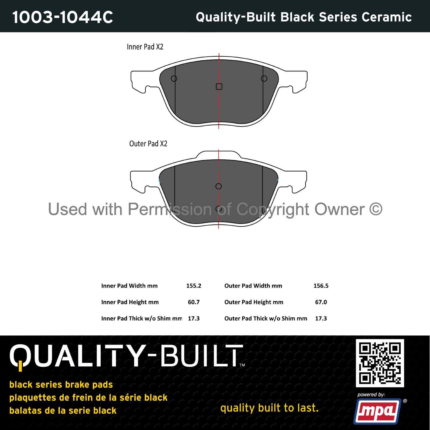 Other View of Front Disc Brake Pad Set MPA 1003-1044C