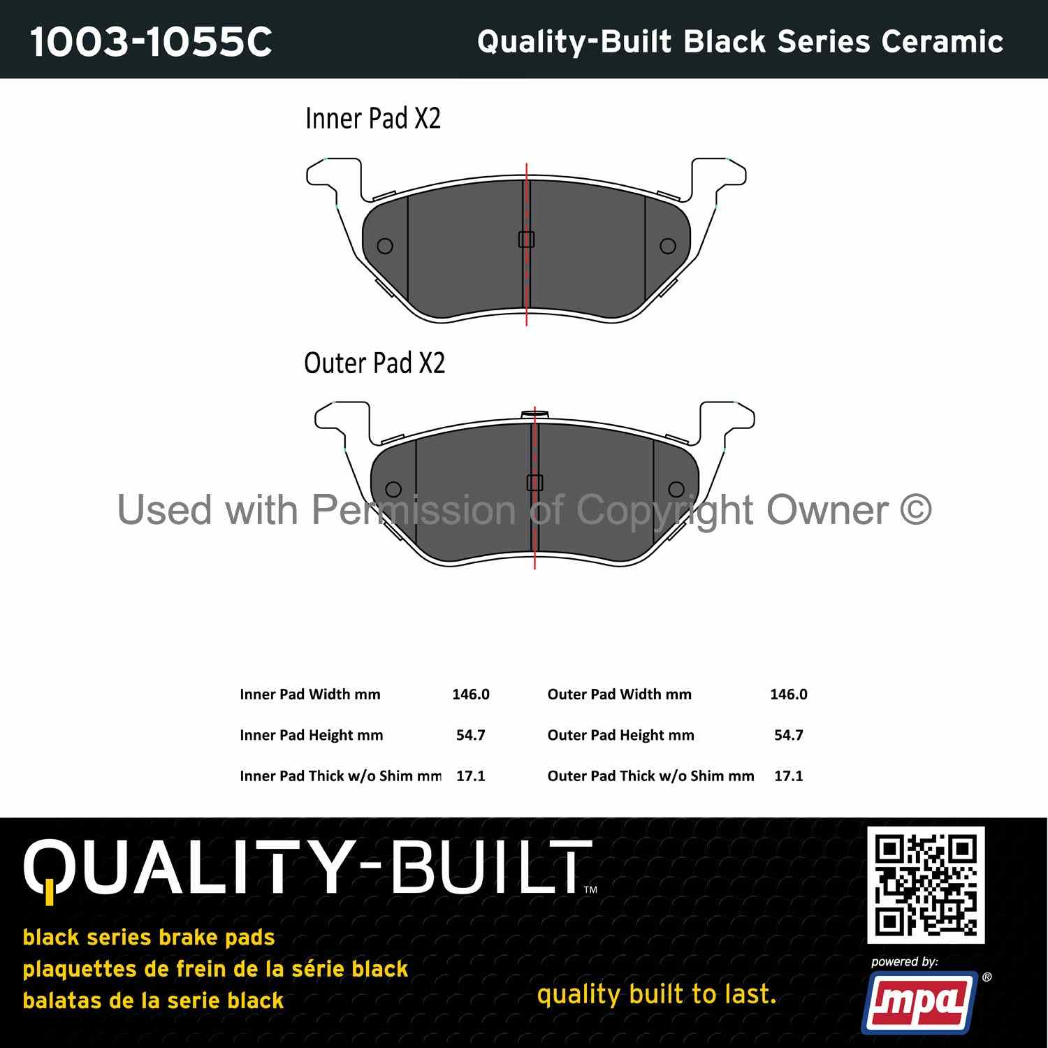 Other View of Rear Disc Brake Pad Set MPA 1003-1055C