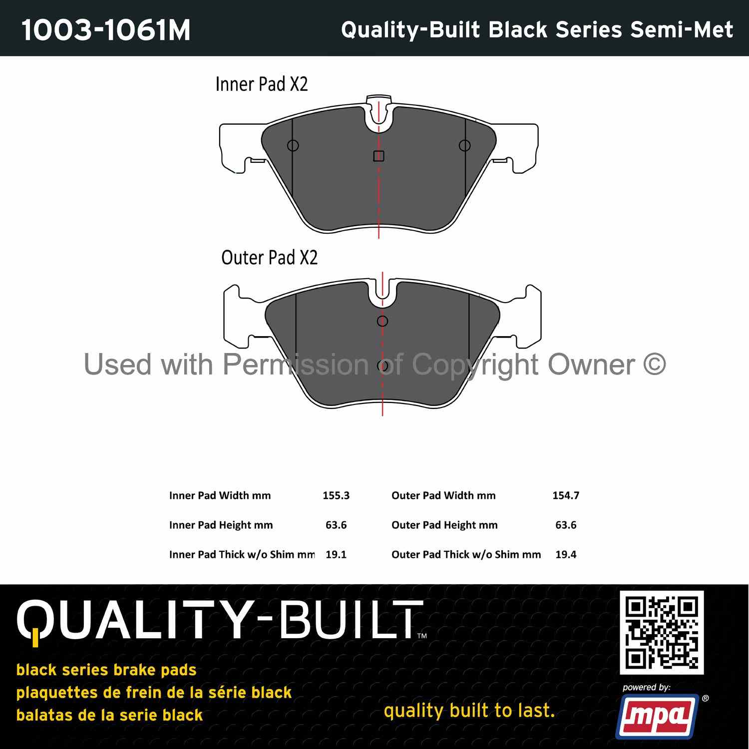 Other View of Front Disc Brake Pad Set MPA 1003-1061M