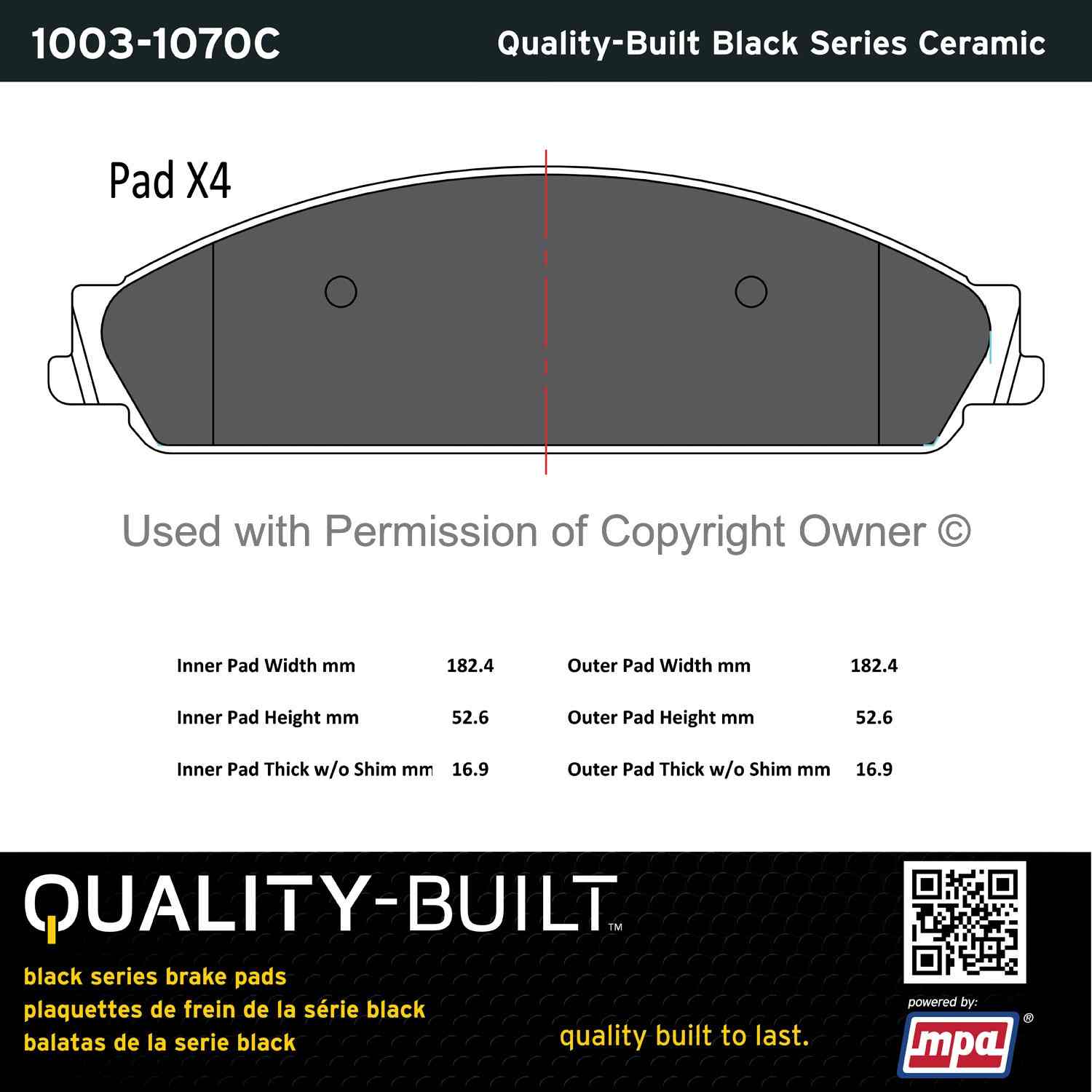 Other View of Front Disc Brake Pad Set MPA 1003-1070C