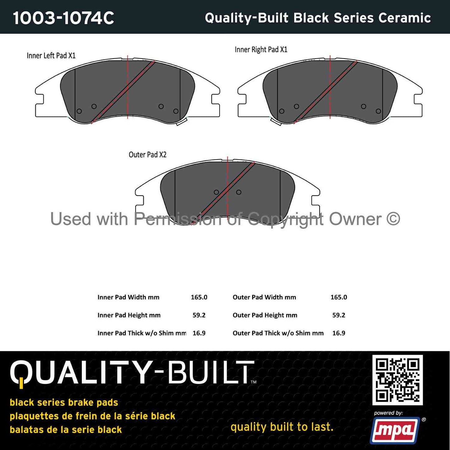 Other View of Front Disc Brake Pad Set MPA 1003-1074C