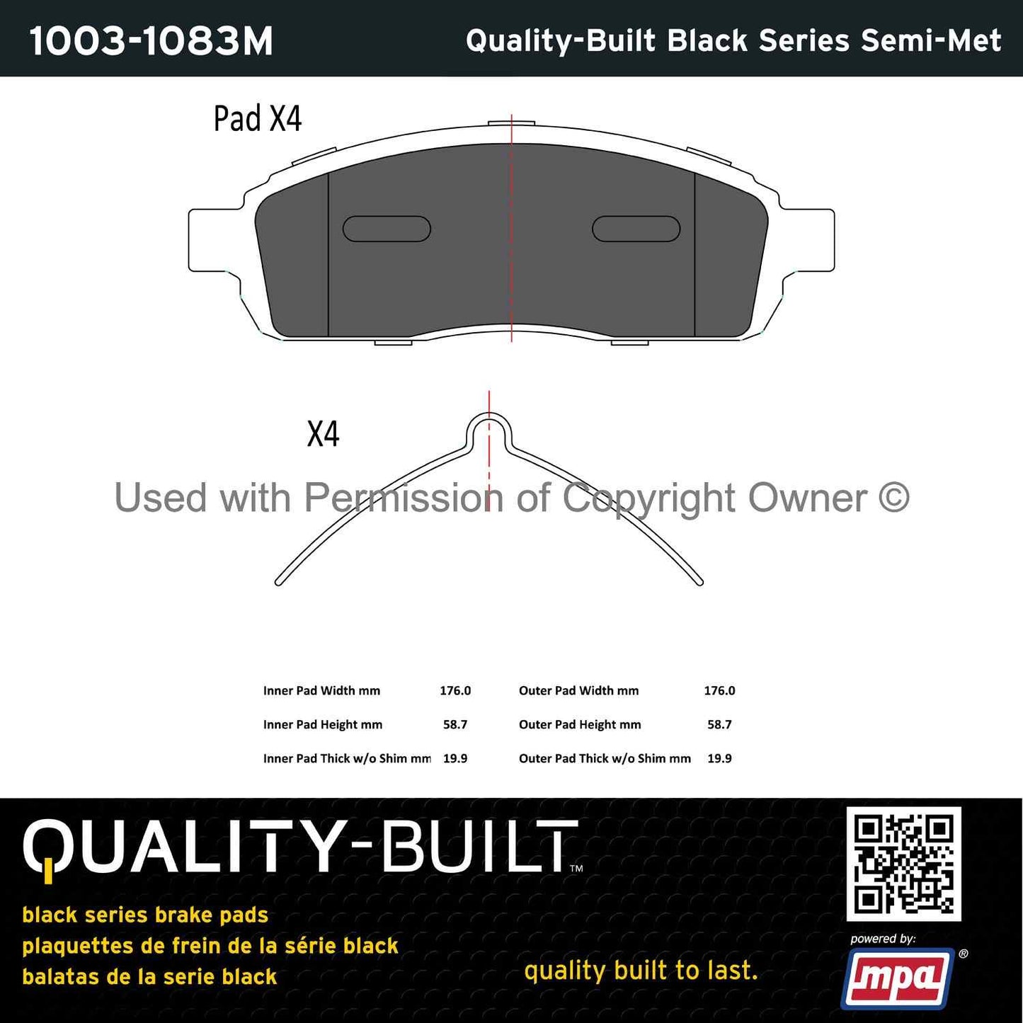 Other View of Front Disc Brake Pad Set MPA 1003-1083M