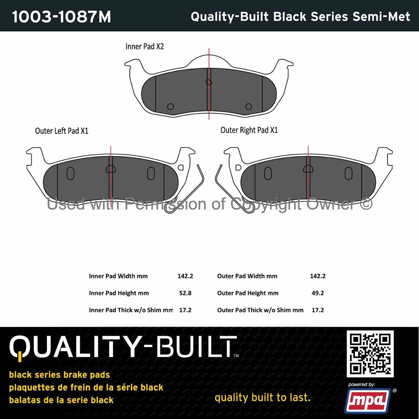 Other View of Rear Disc Brake Pad Set MPA 1003-1087M