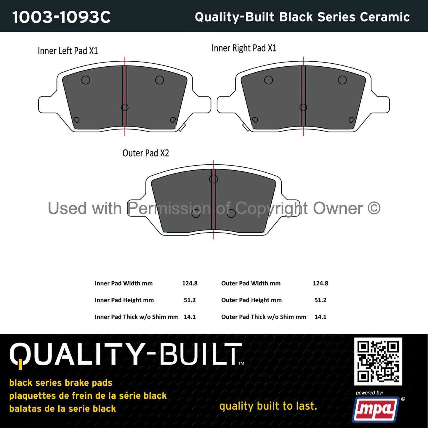 Other View of Rear Disc Brake Pad Set MPA 1003-1093C