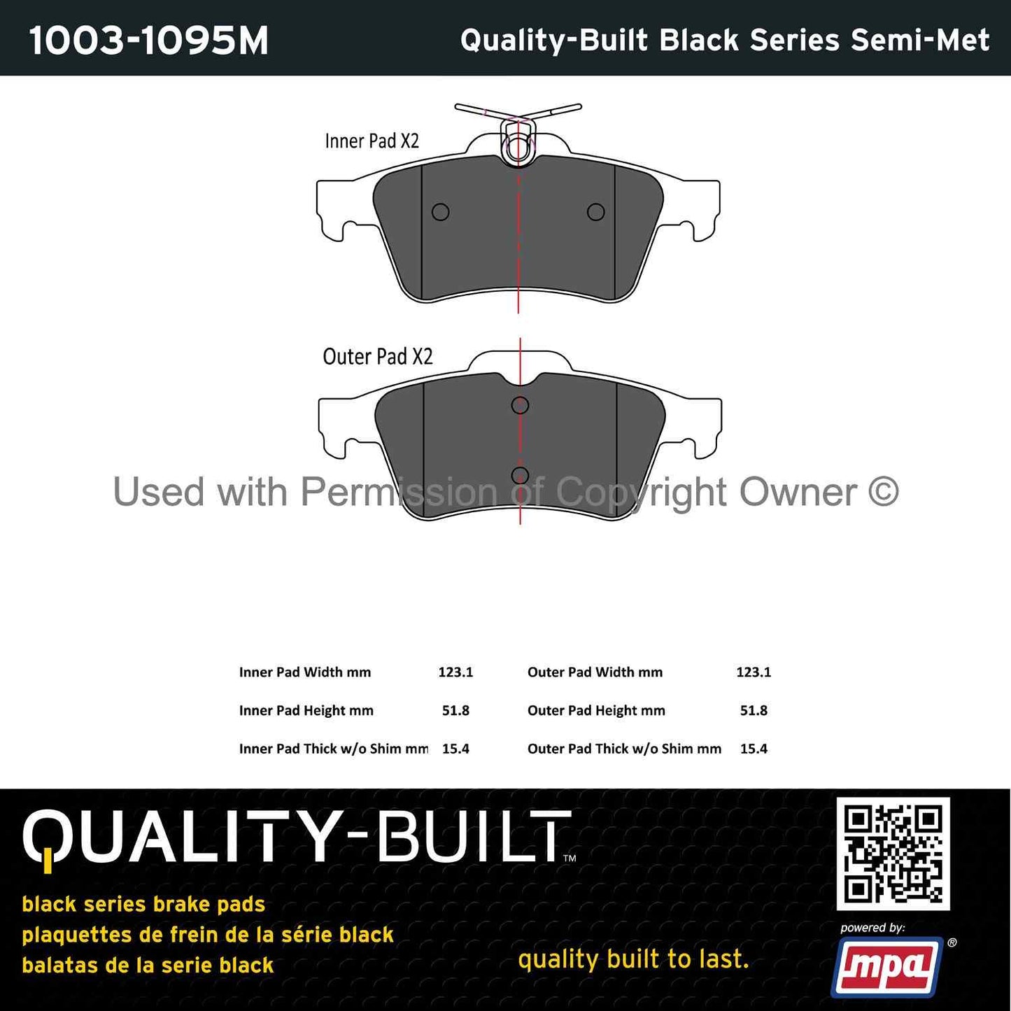 Other View of Rear Disc Brake Pad Set MPA 1003-1095M