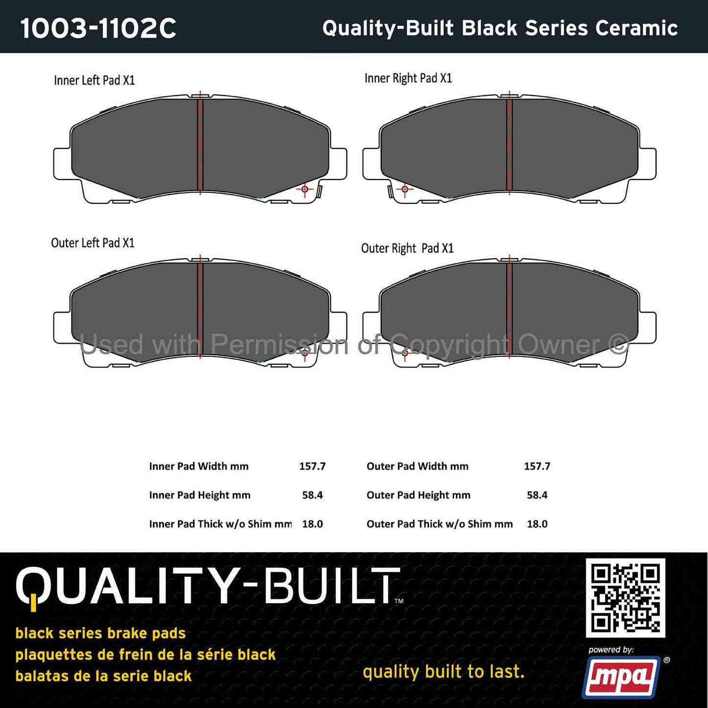 Other View of Front Disc Brake Pad Set MPA 1003-1102C