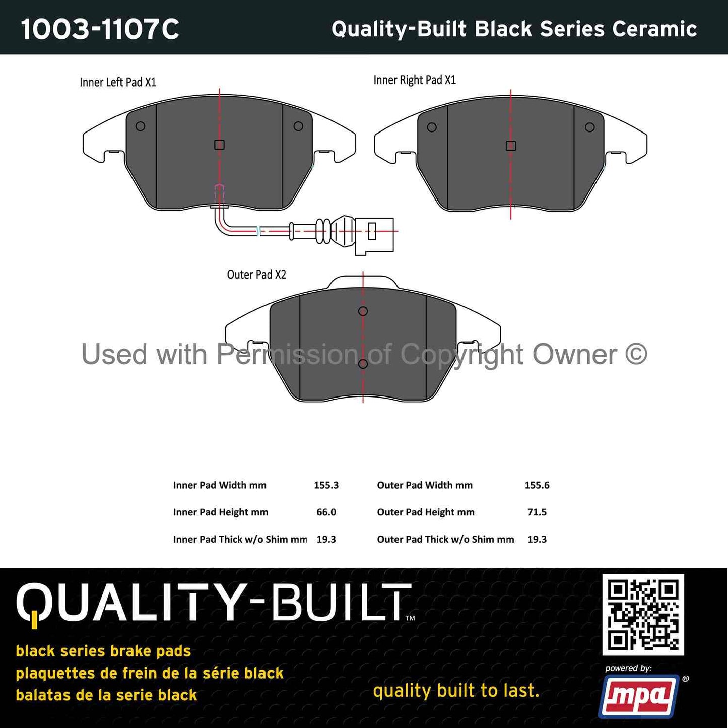 Other View of Front Disc Brake Pad Set MPA 1003-1107C