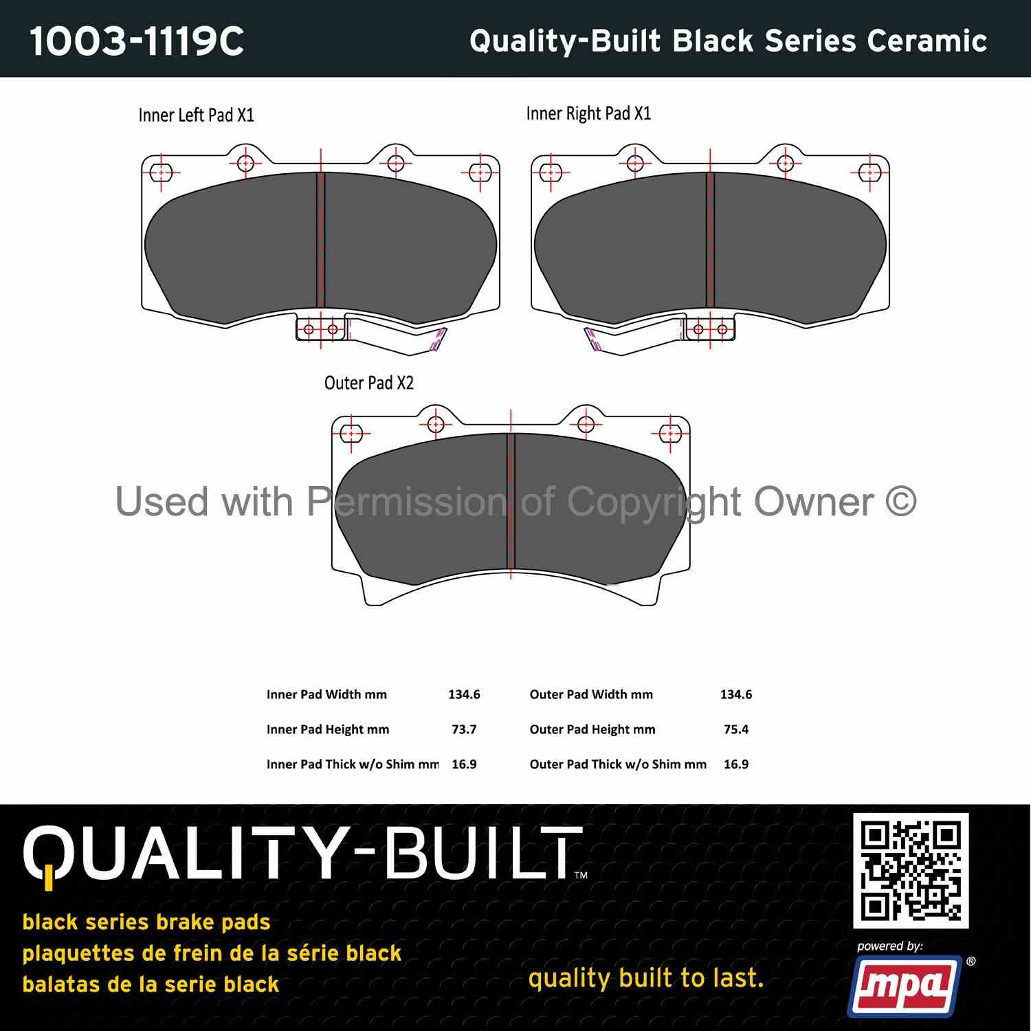 Other View of Front Disc Brake Pad Set MPA 1003-1119C