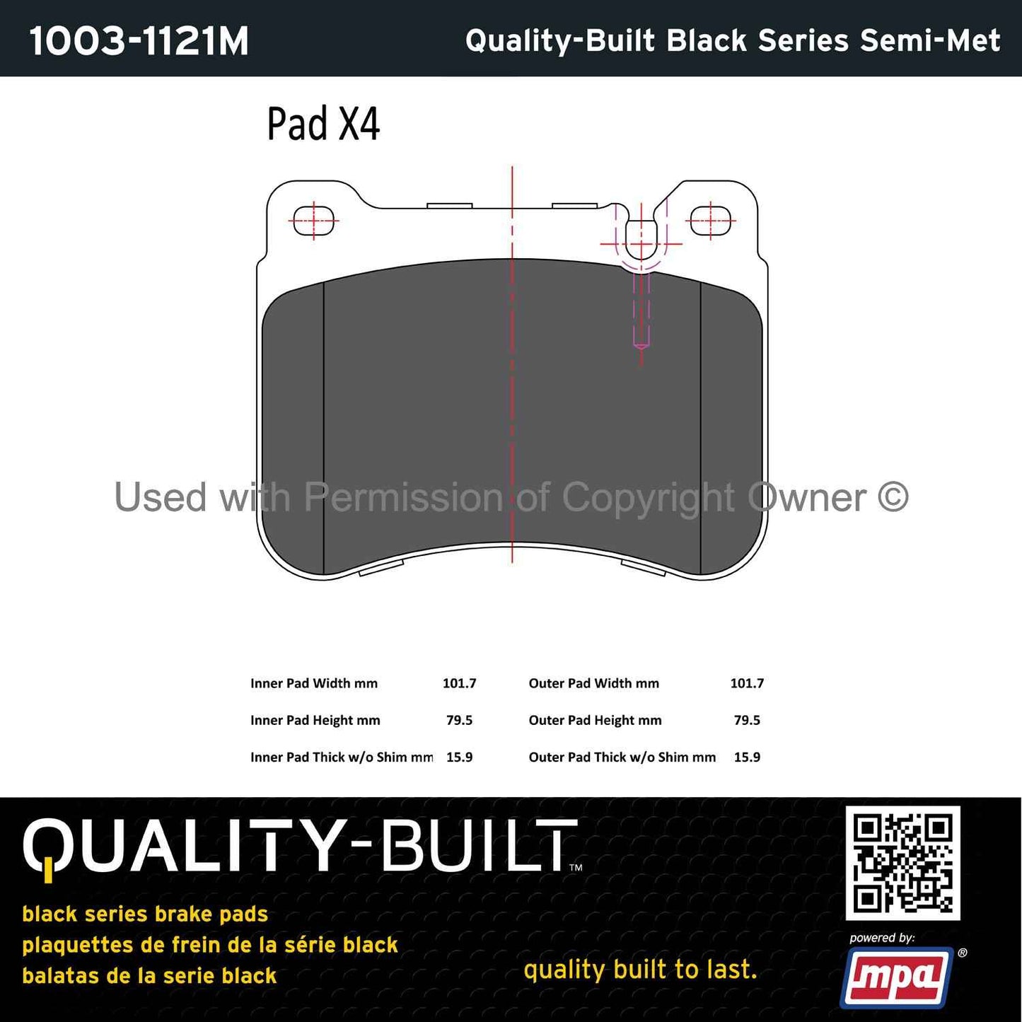 Other View of Front Disc Brake Pad Set MPA 1003-1121M