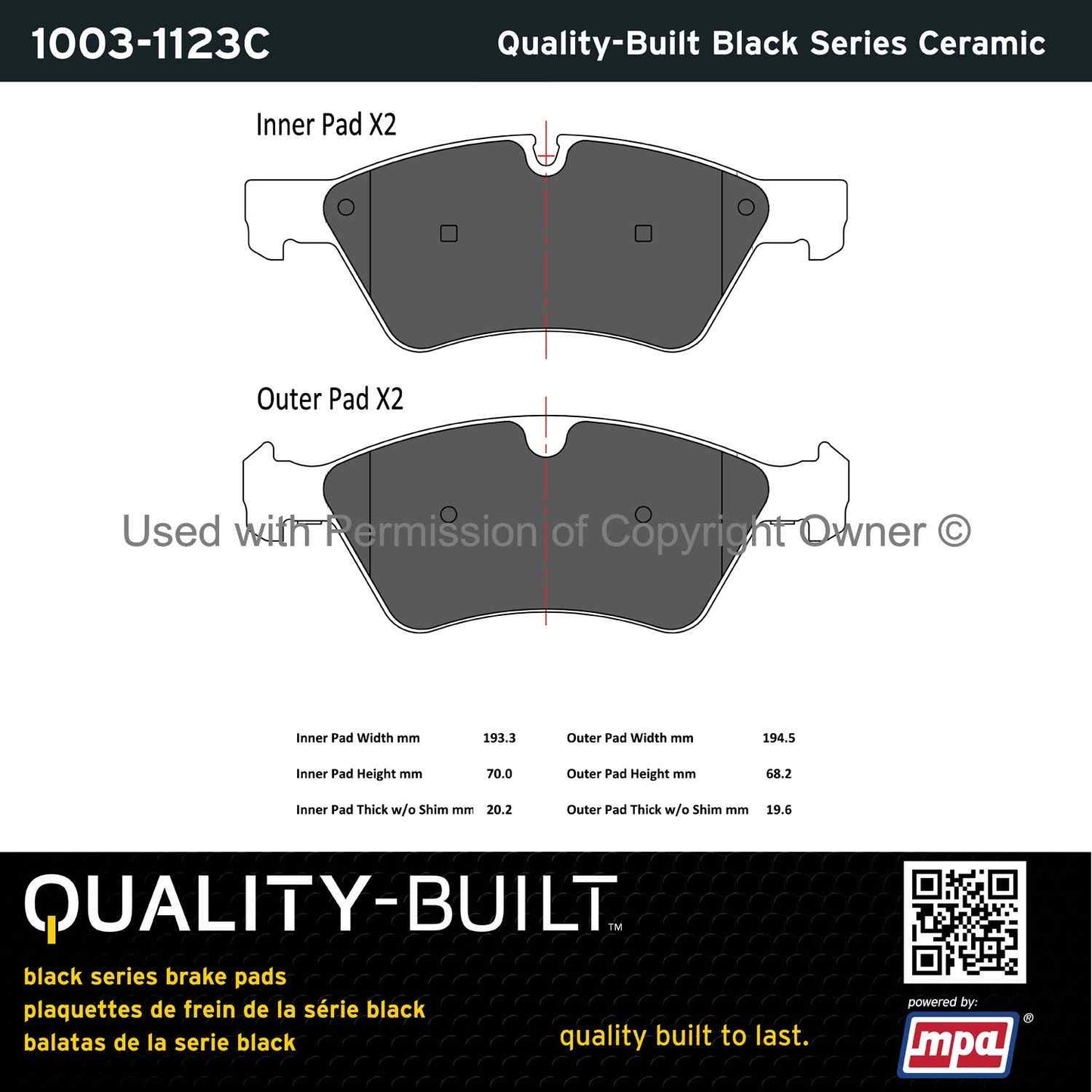 Other View of Front Disc Brake Pad Set MPA 1003-1123C