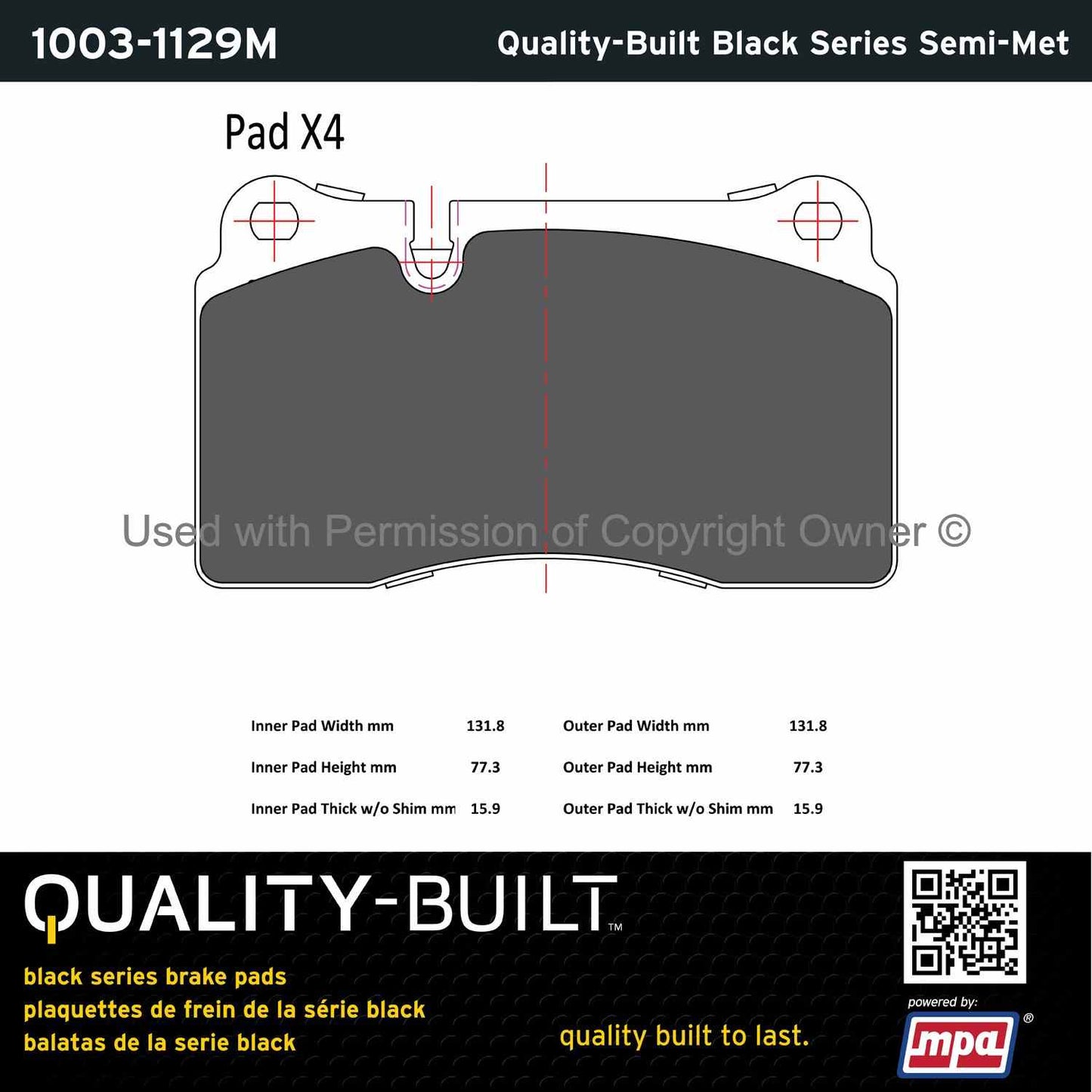 Other View of Front Disc Brake Pad Set MPA 1003-1129M