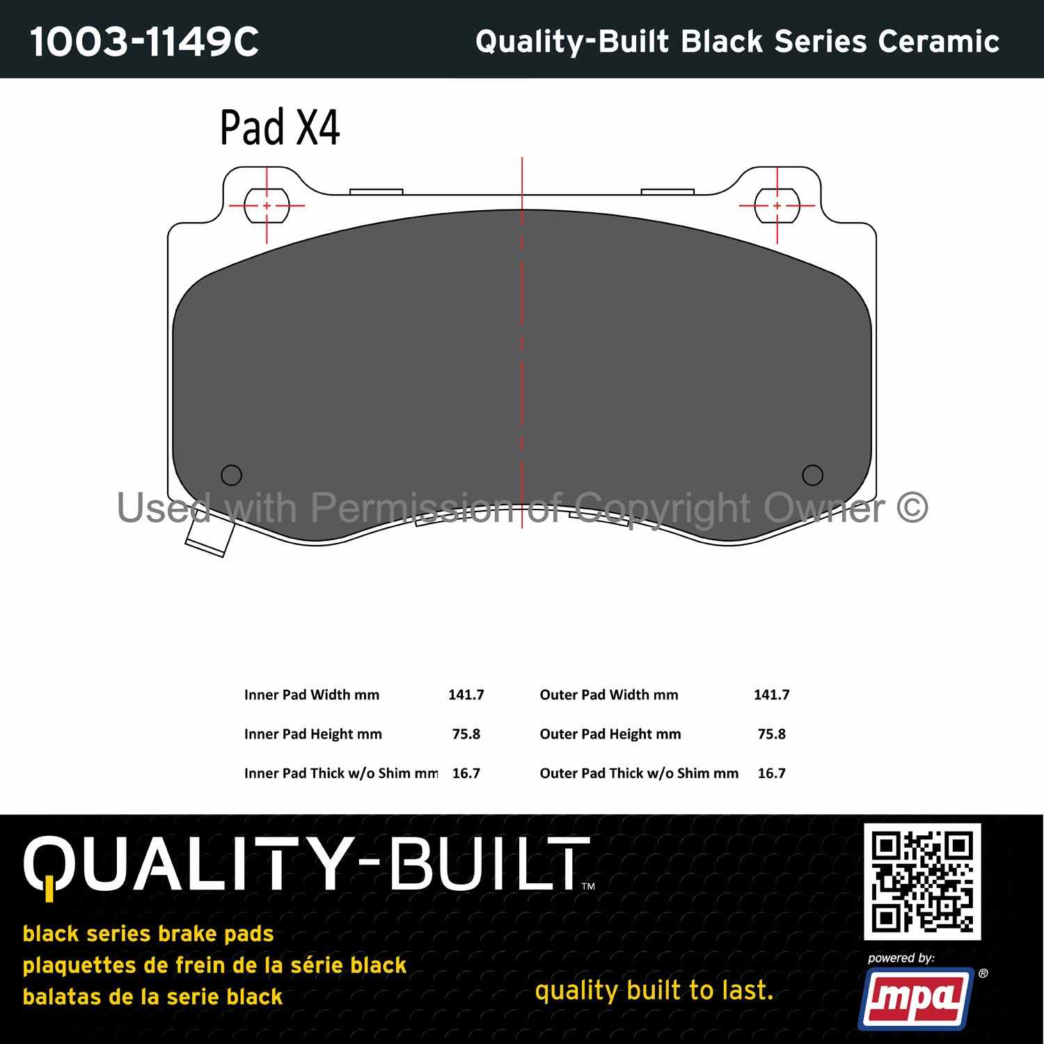 Other View of Front Disc Brake Pad Set MPA 1003-1149C