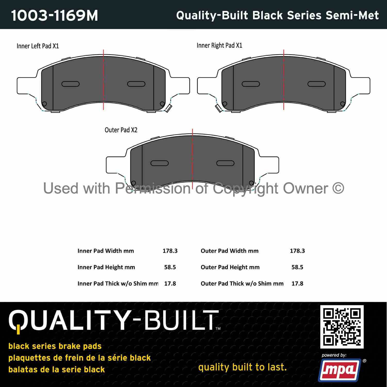 Other View of Front Disc Brake Pad Set MPA 1003-1169M