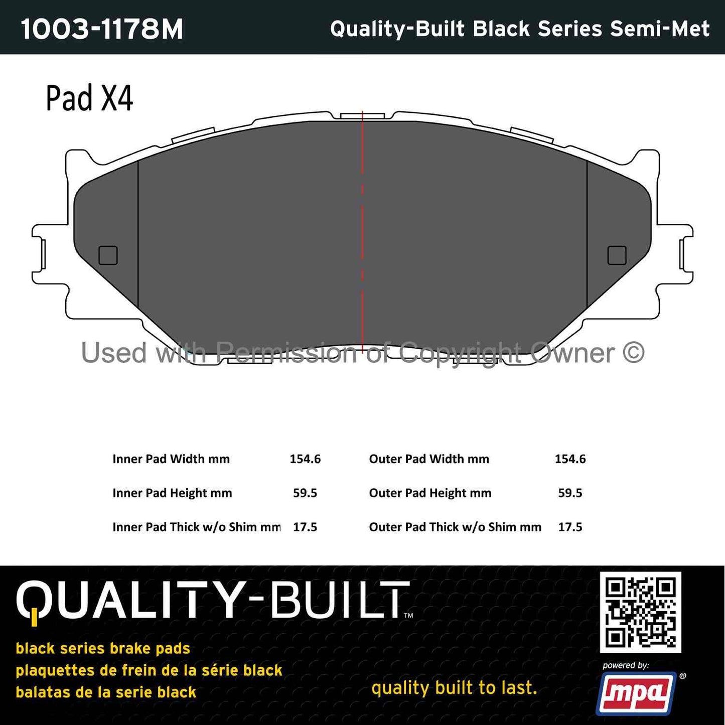 Other View of Front Disc Brake Pad Set MPA 1003-1178M